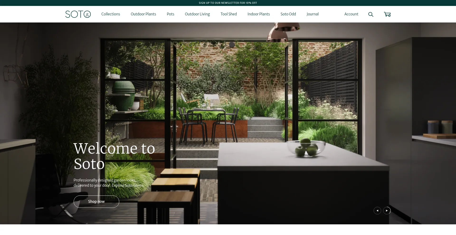 Website screenshot of Sotogardens.com