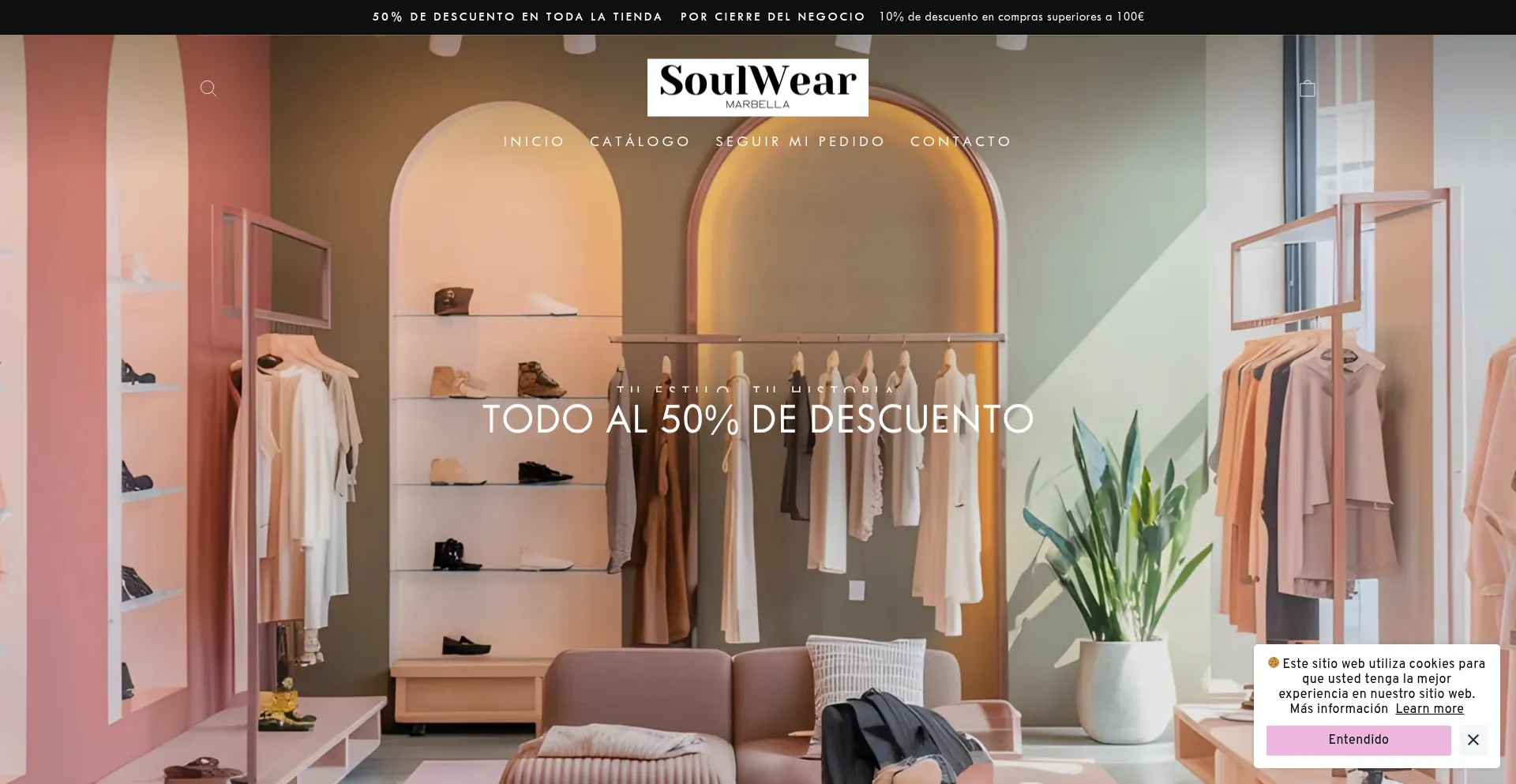 Website screenshot of Soulwearmarbella.com