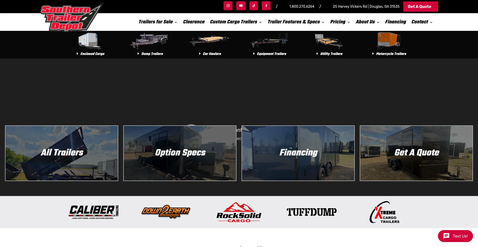 Website screenshot of Southerntrailerdepot.com