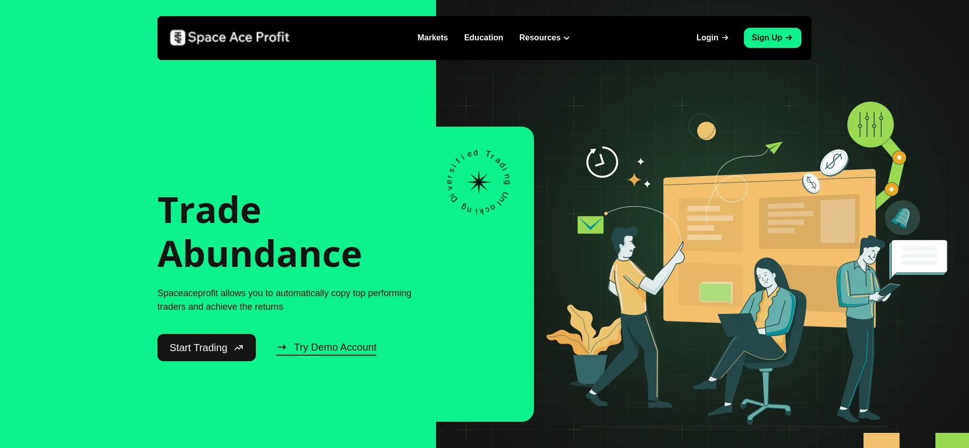 Website screenshot of Spaceaceprofit.com