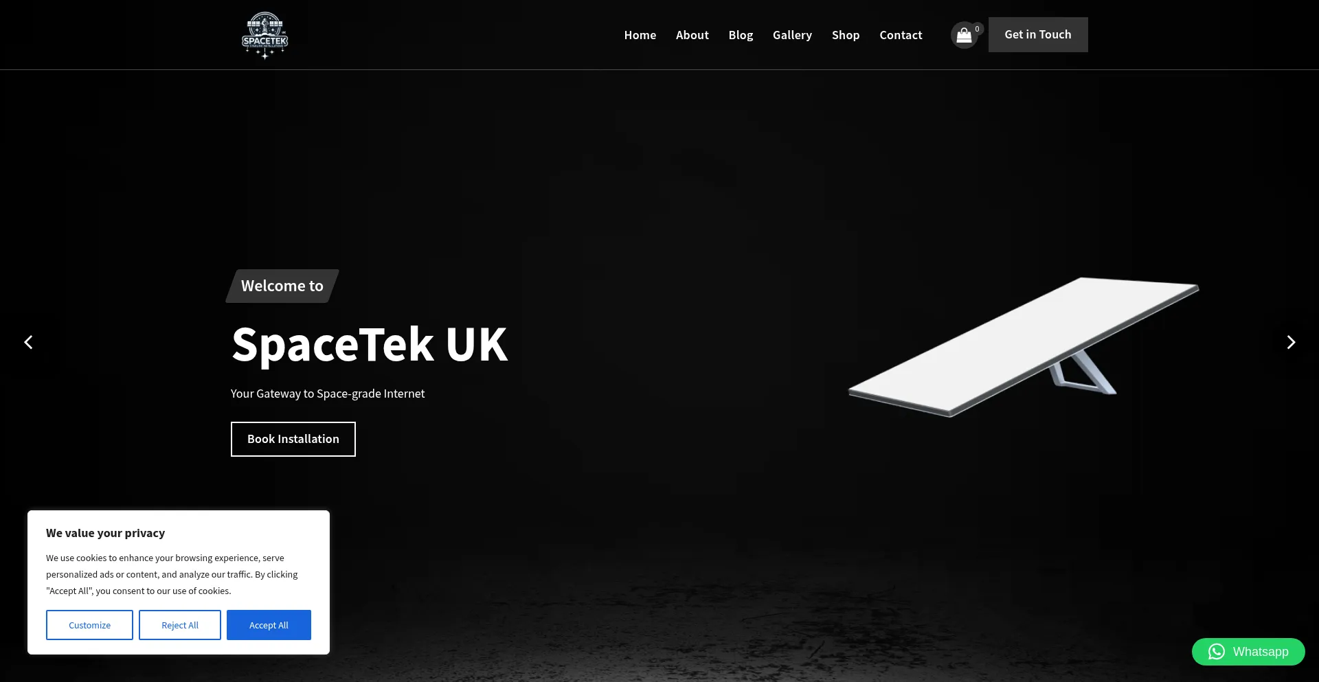 Website screenshot of Spacetek.uk