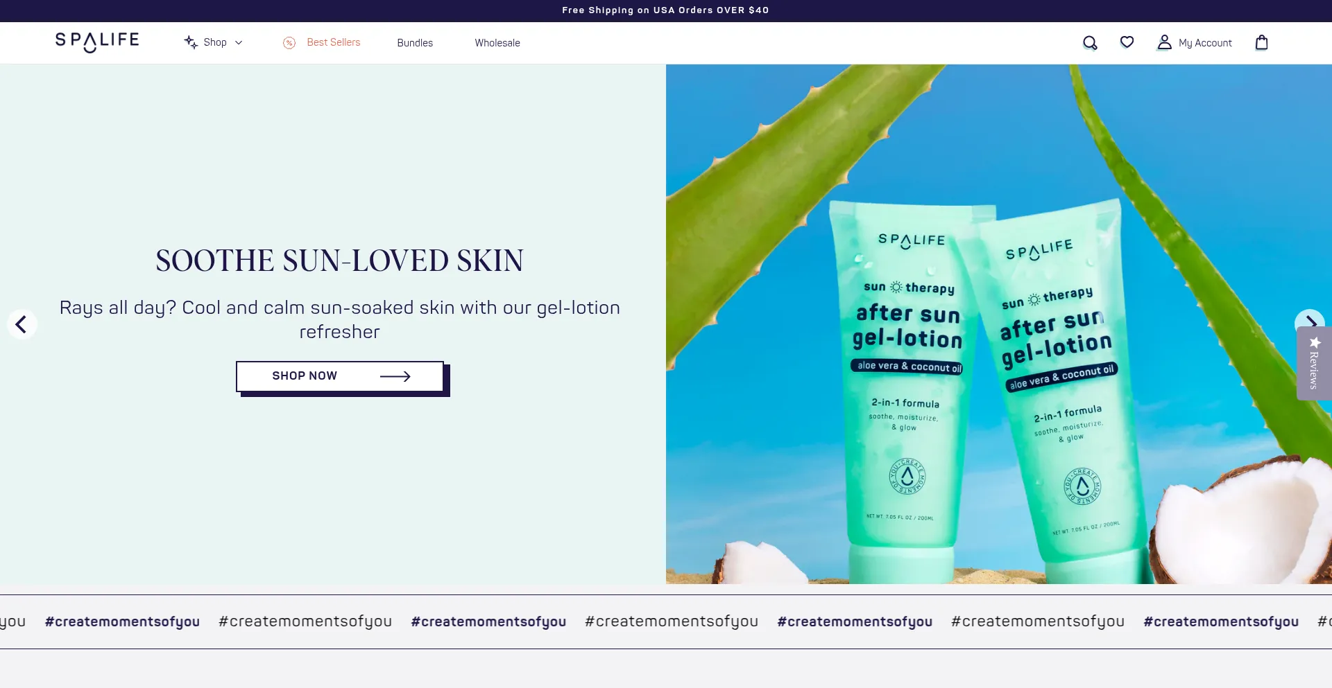 Website screenshot of Spalifebeauty.com