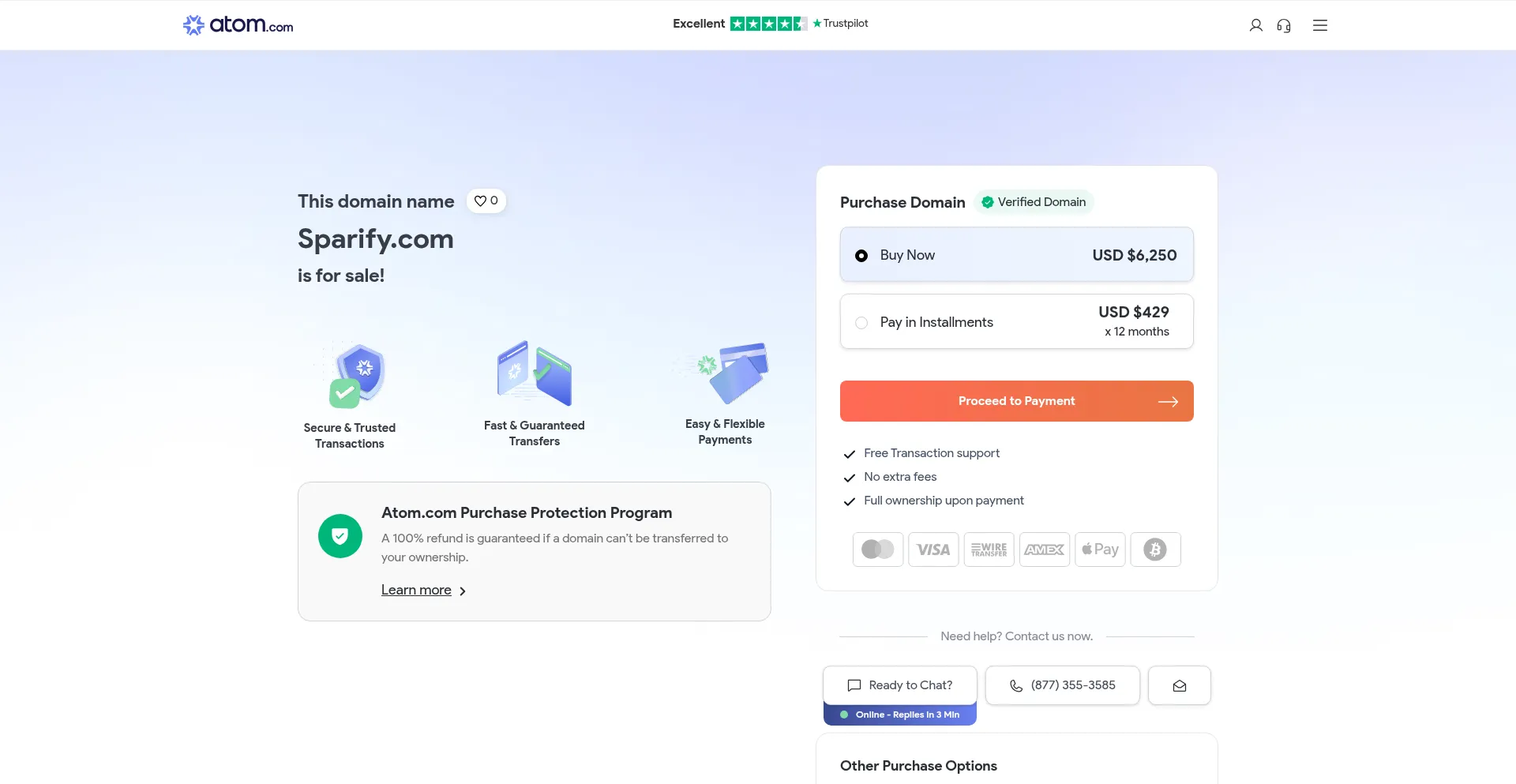 Website screenshot of Sparify.com