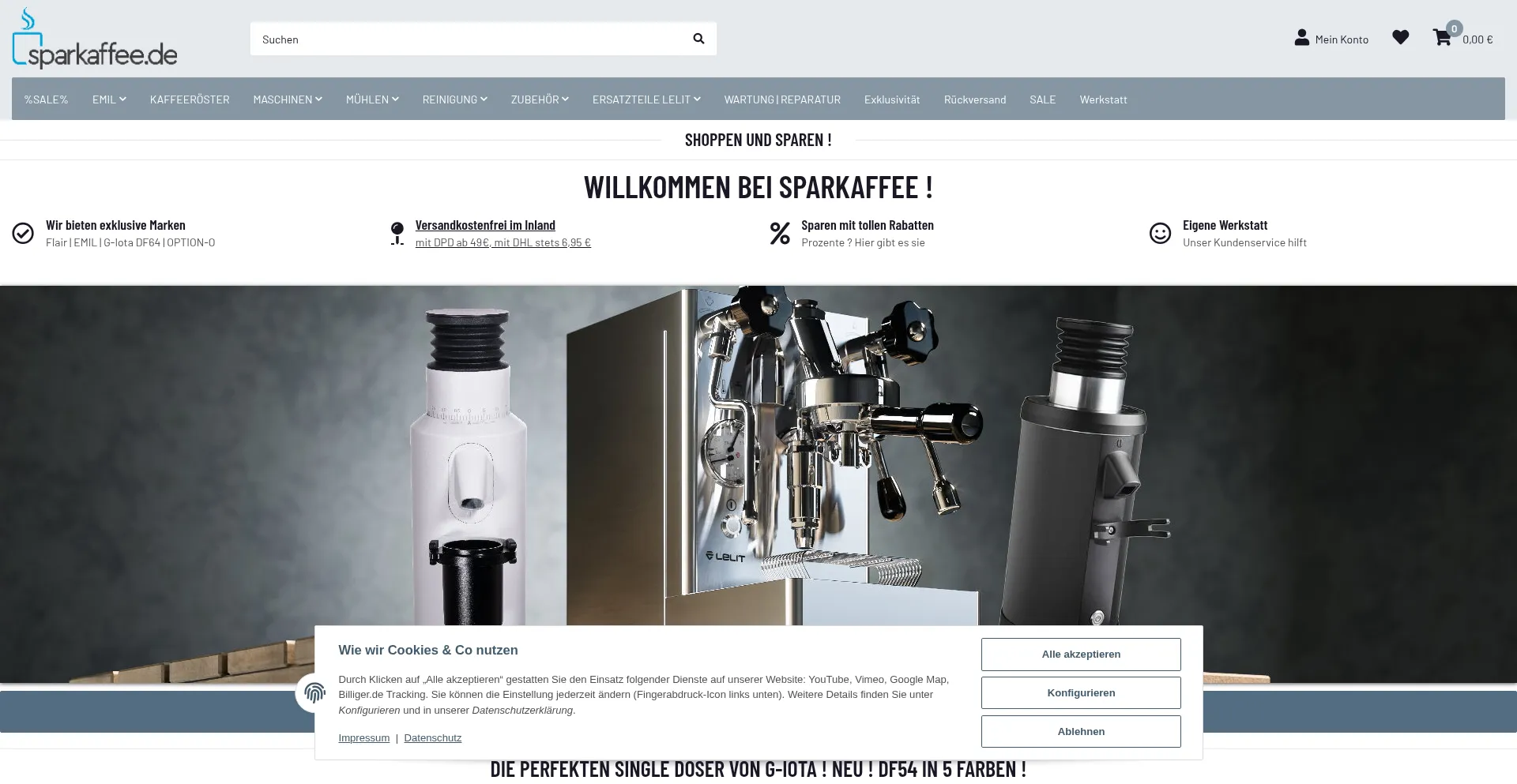 Website screenshot of Sparkaffee.de