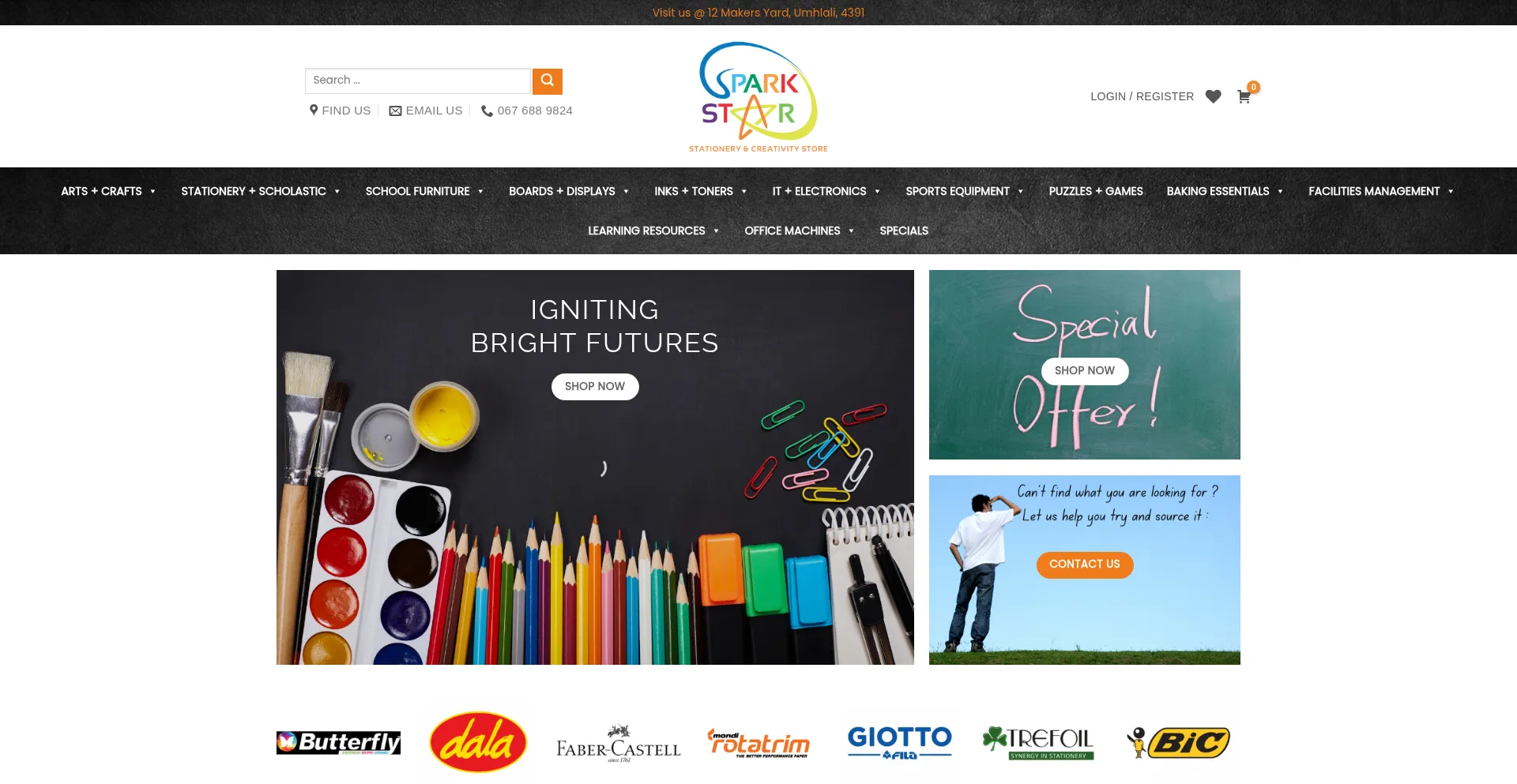 Website screenshot of Sparkstar.co.za