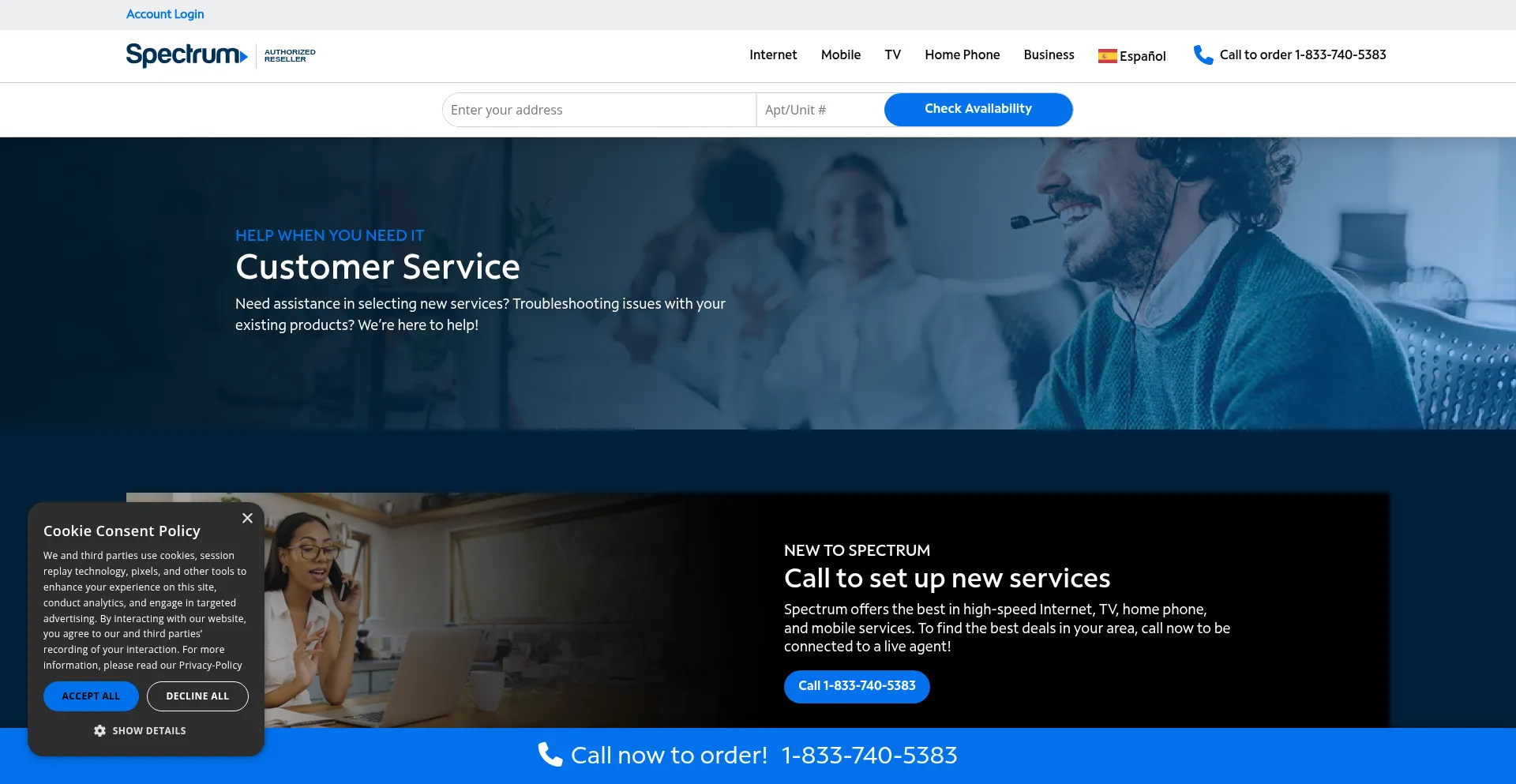Website screenshot of Spectrumonlineservices.com
