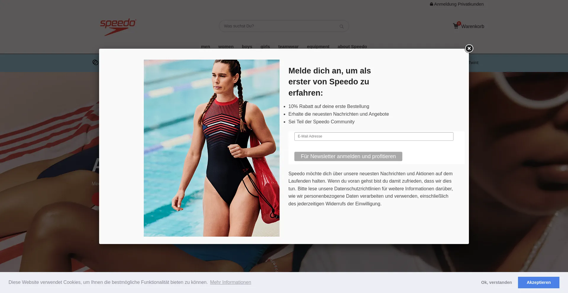 Website screenshot of Speedoswimming.ch