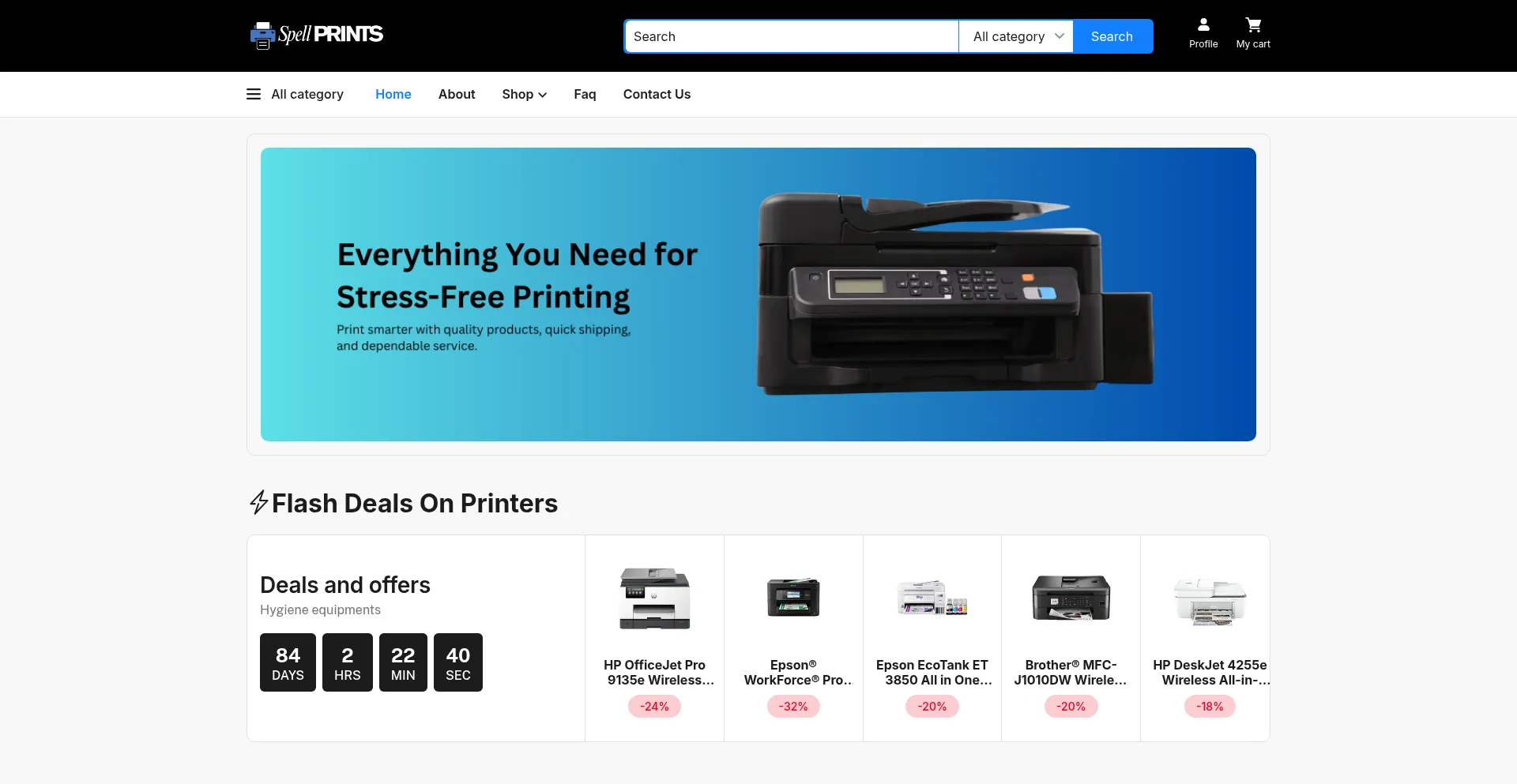 Website screenshot of Spellprints.com