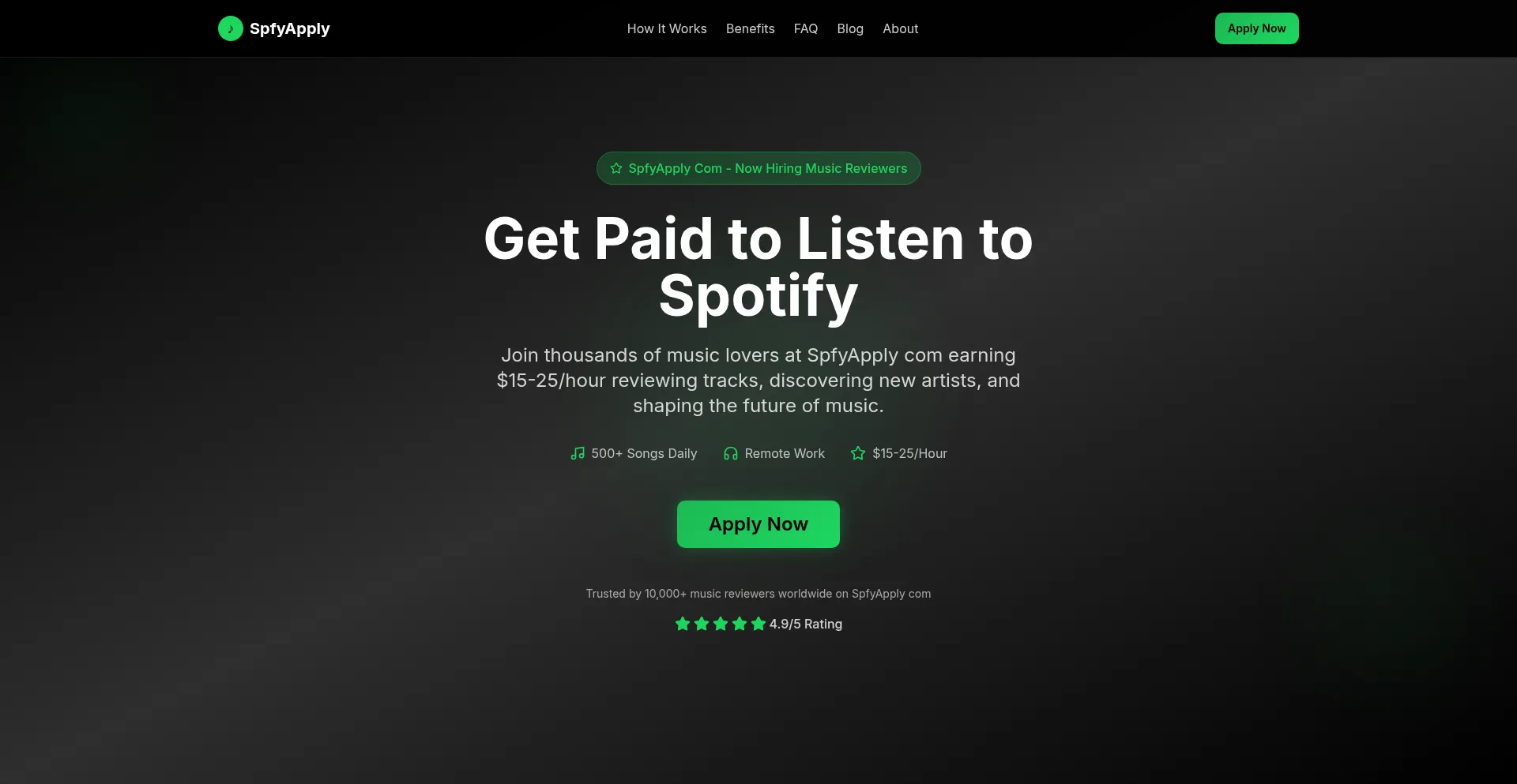 Website screenshot of Spfyapply.co