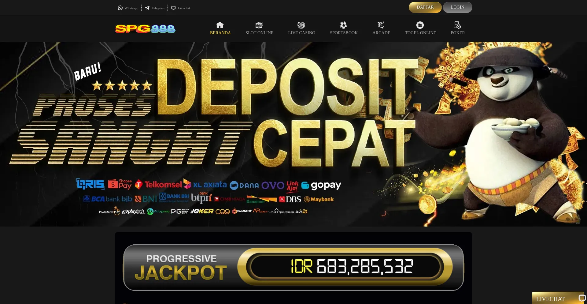 Website screenshot of Spg888.net