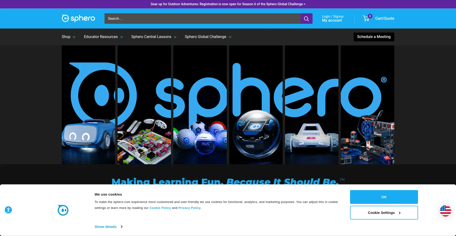 Website screenshot of Sphero.com