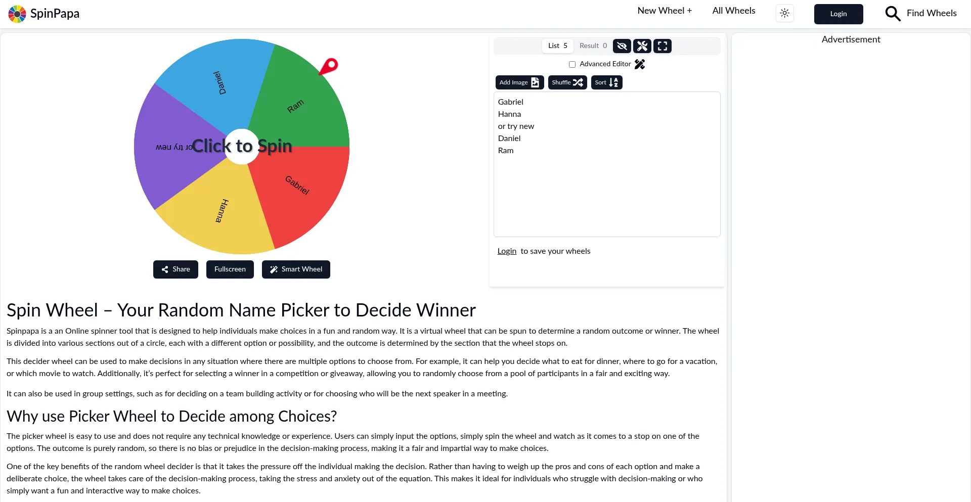 Website screenshot of Spinpapa.com