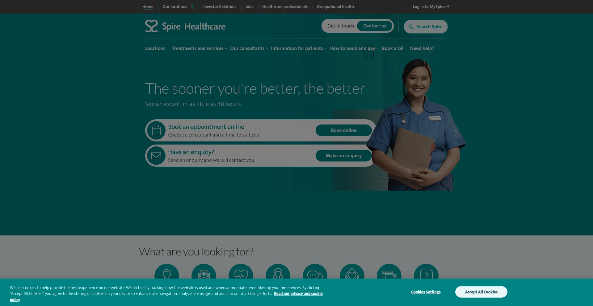 Spirehealthcare.com Screenshot