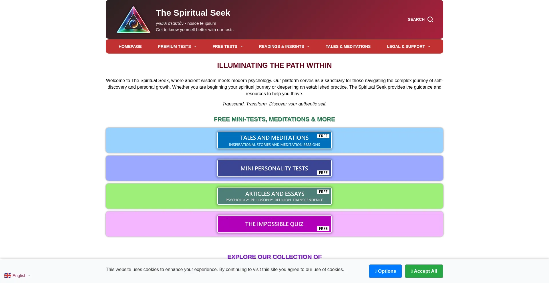 Website screenshot of Spiritualseek.com
