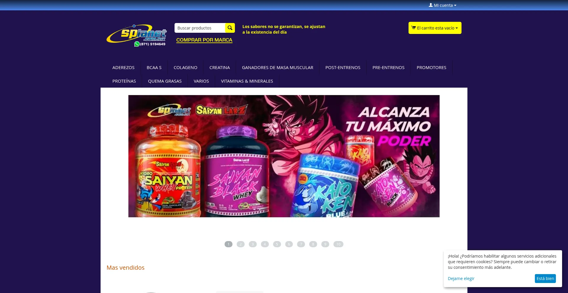 Website screenshot of Splanet.com.mx