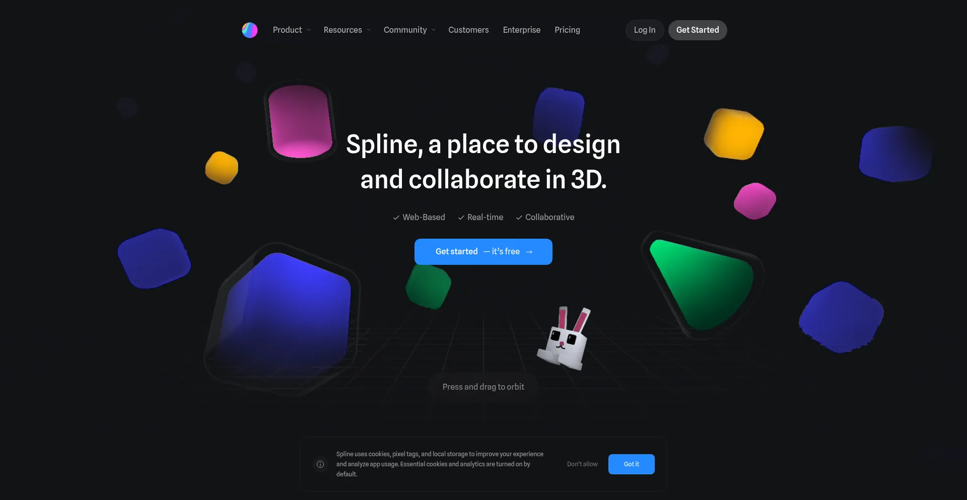 Website screenshot of Spline.design