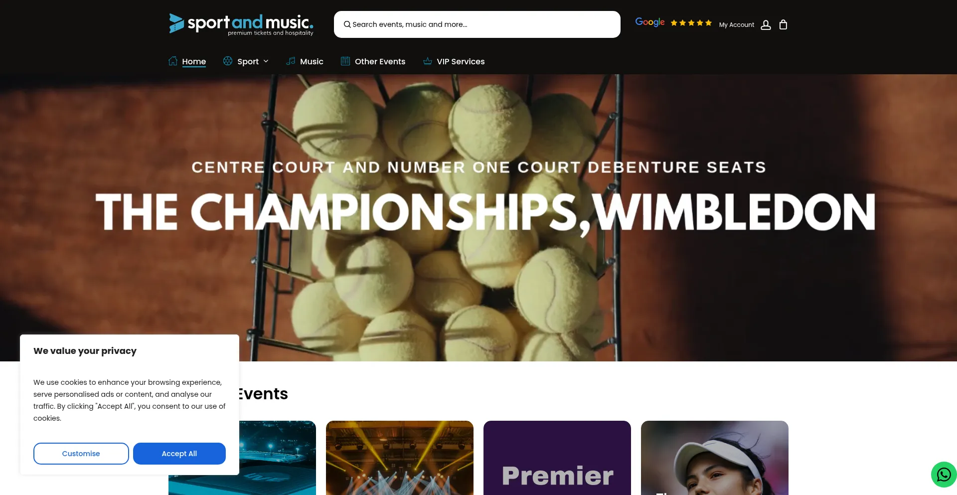 Website screenshot of Sportandmusic.co.uk