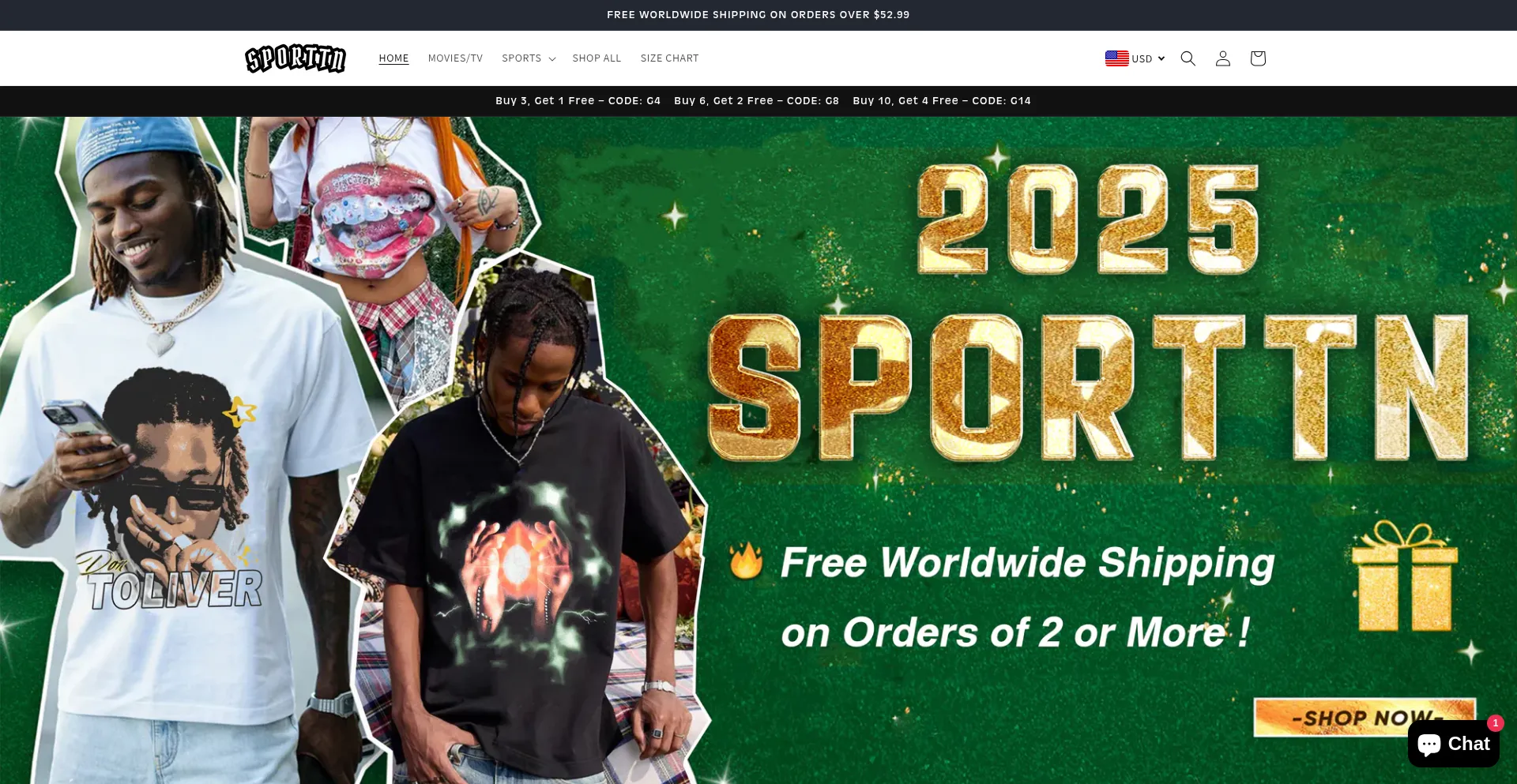 Website screenshot of Sportn.store