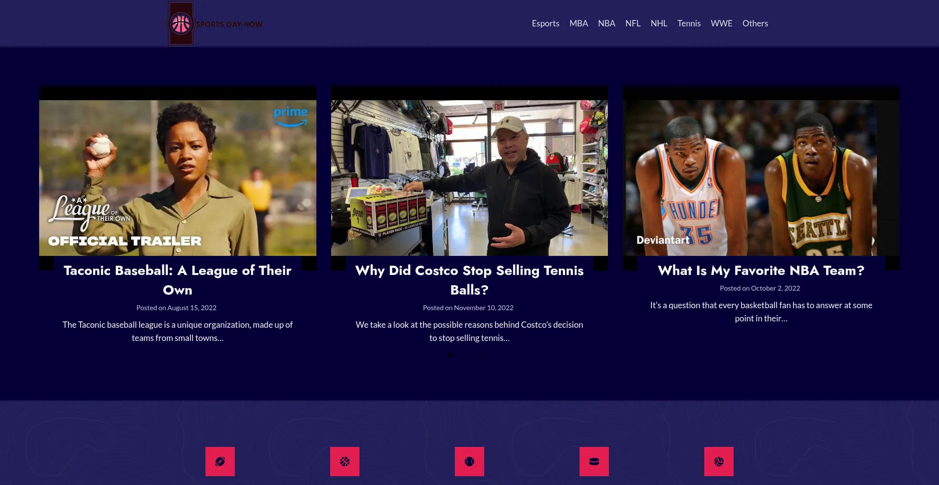 Website screenshot of Sportsdaynow.com