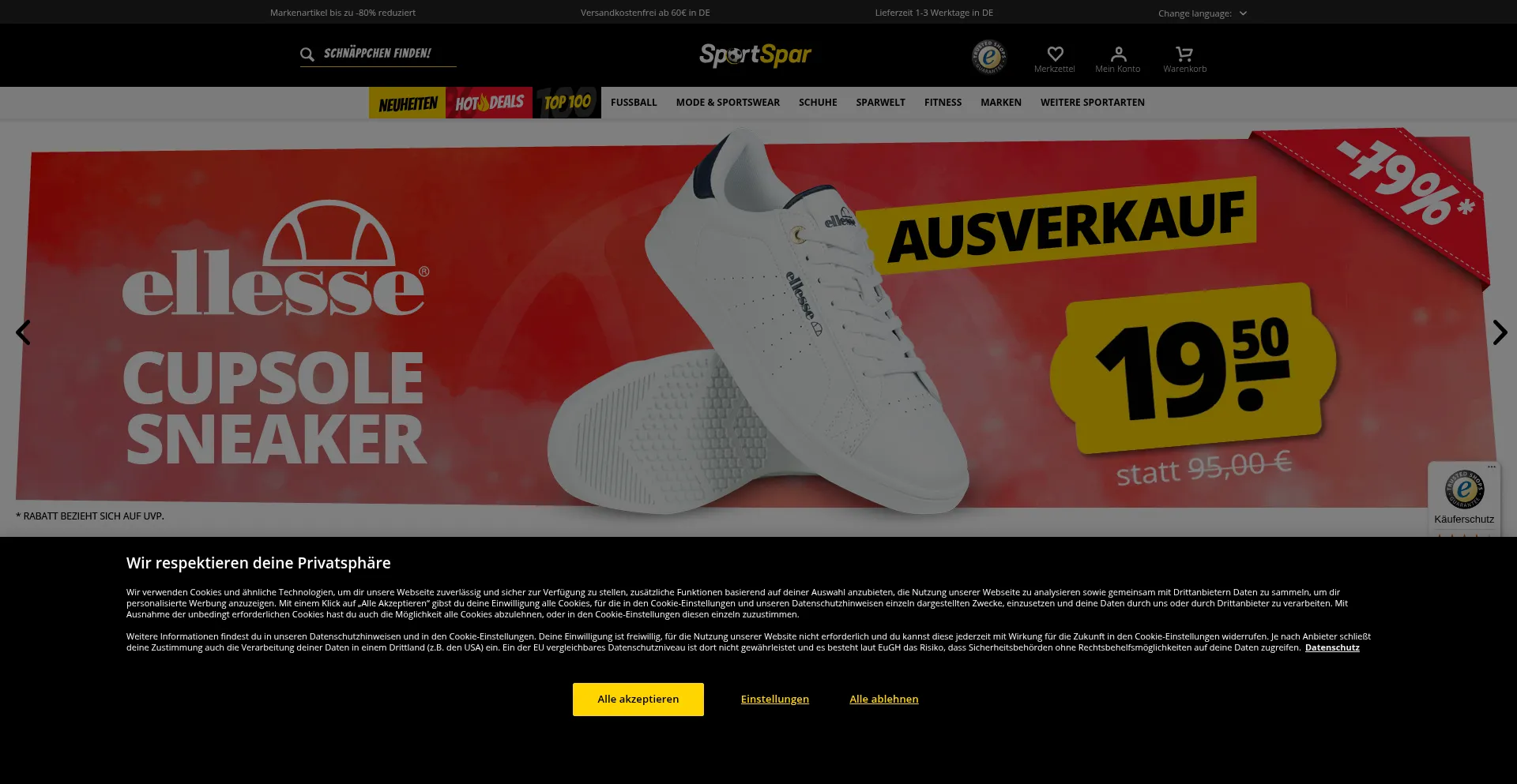 Sportspar.de Screenshot
