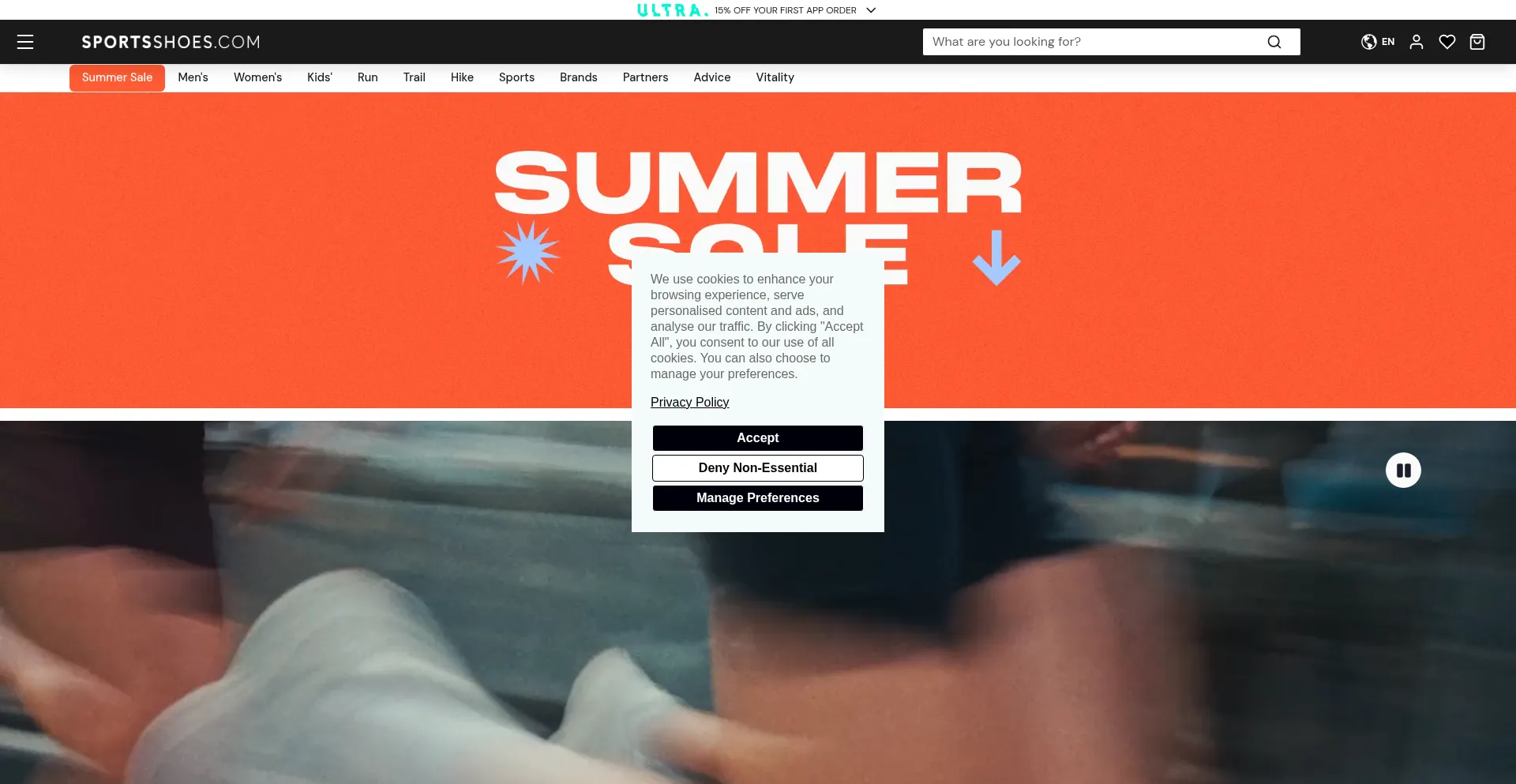 Website screenshot of Sportsshoes.com