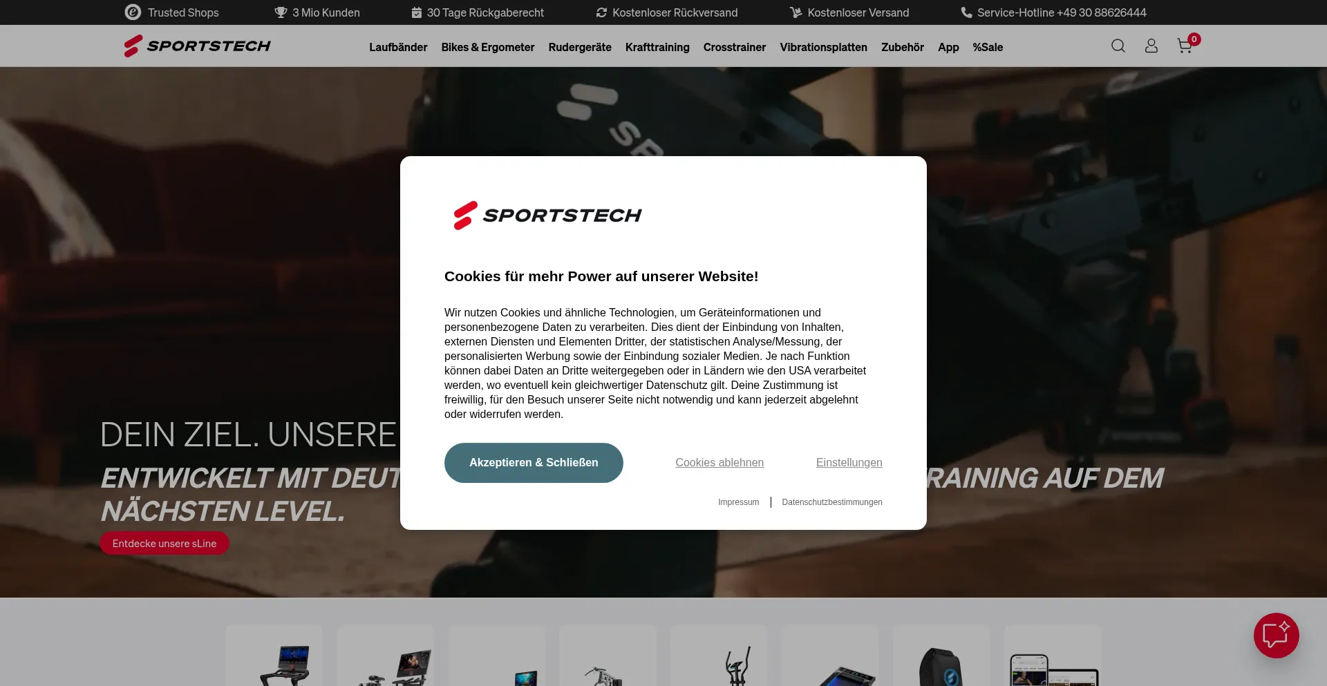 Website screenshot of Sportstech.ch
