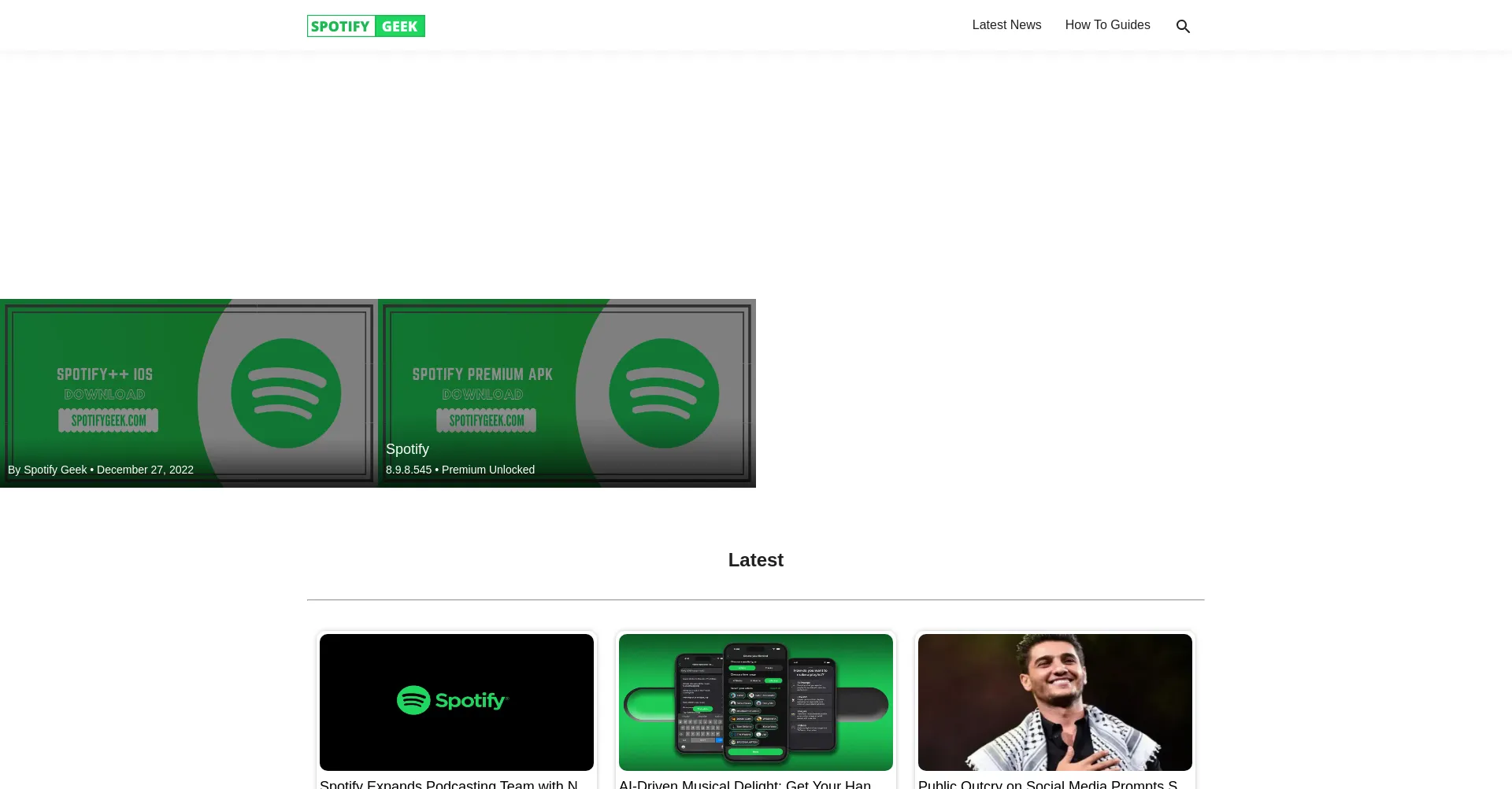 Website screenshot of Spotigeek.com