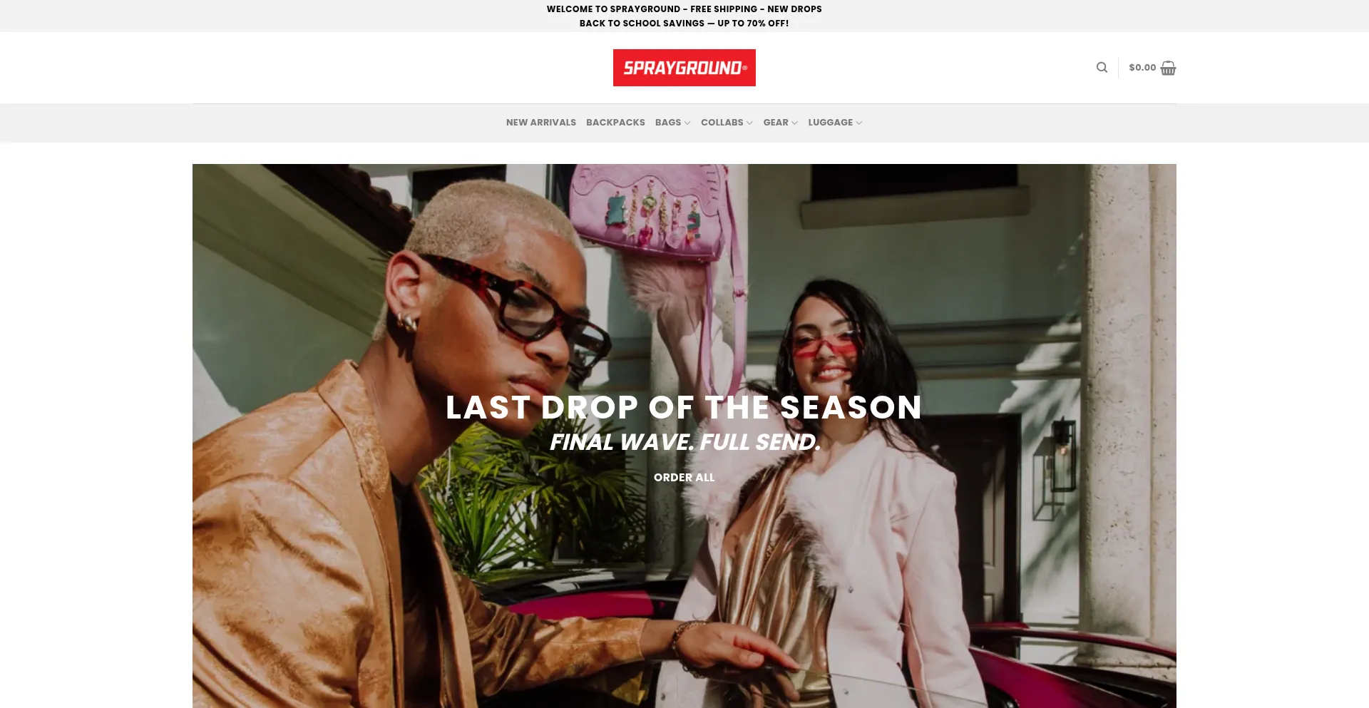 Website screenshot of Sprayygronudbag.us.com