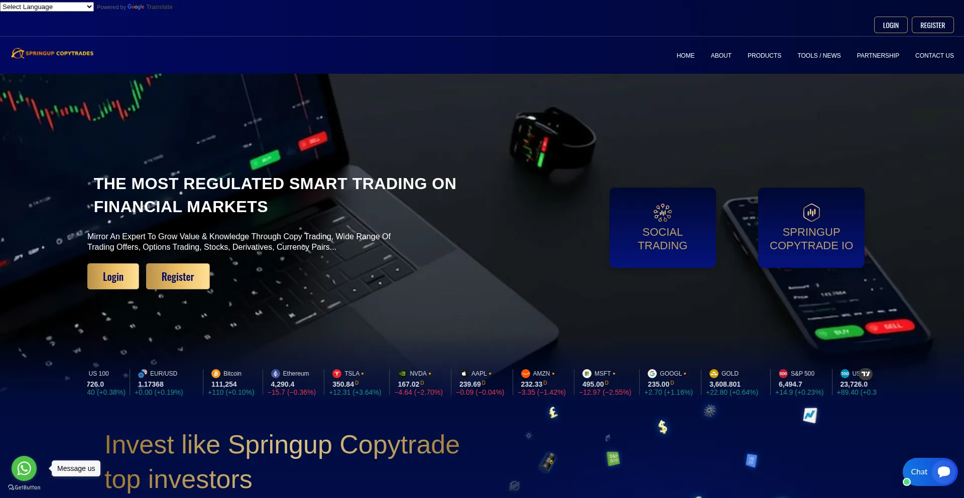 Website screenshot of Springupcopytrades.com