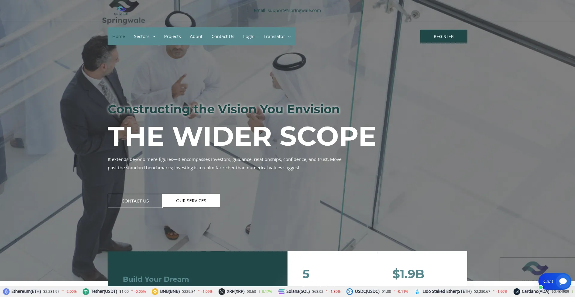 Website screenshot of Springwale.com