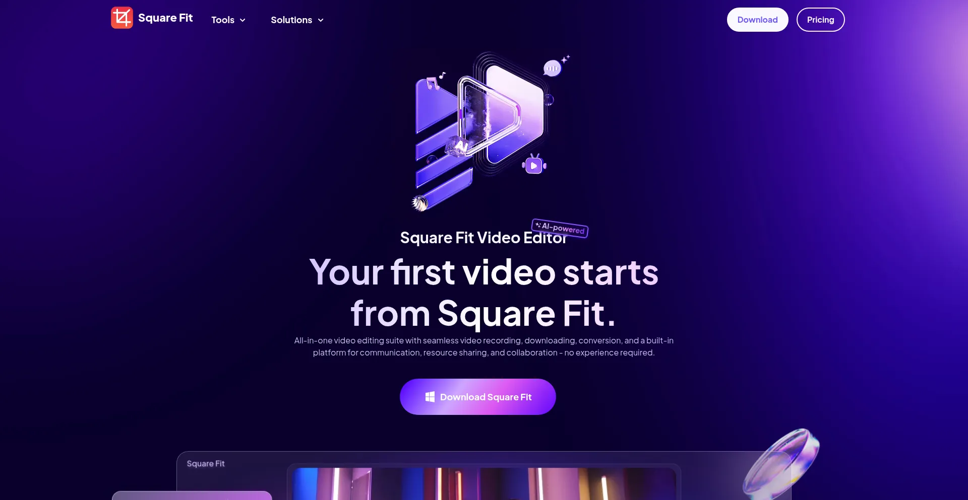 Website screenshot of Squarefits.org
