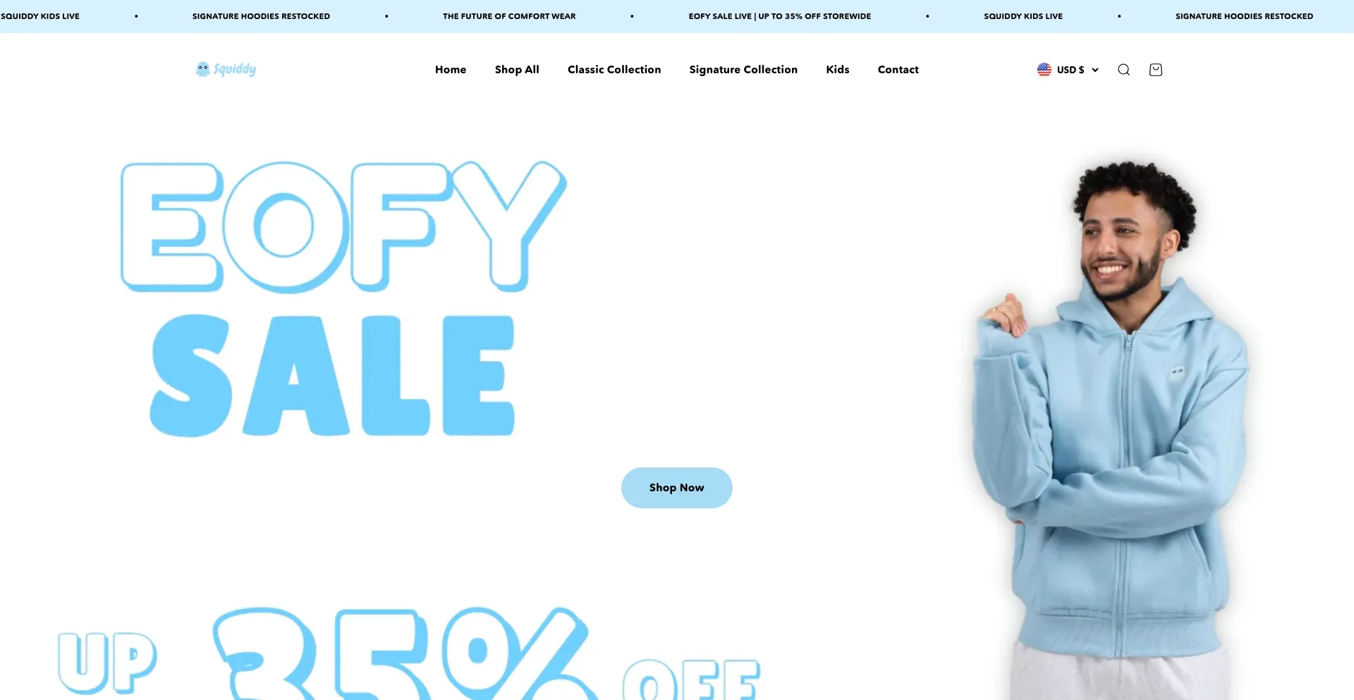 Website screenshot of Squiddy.store