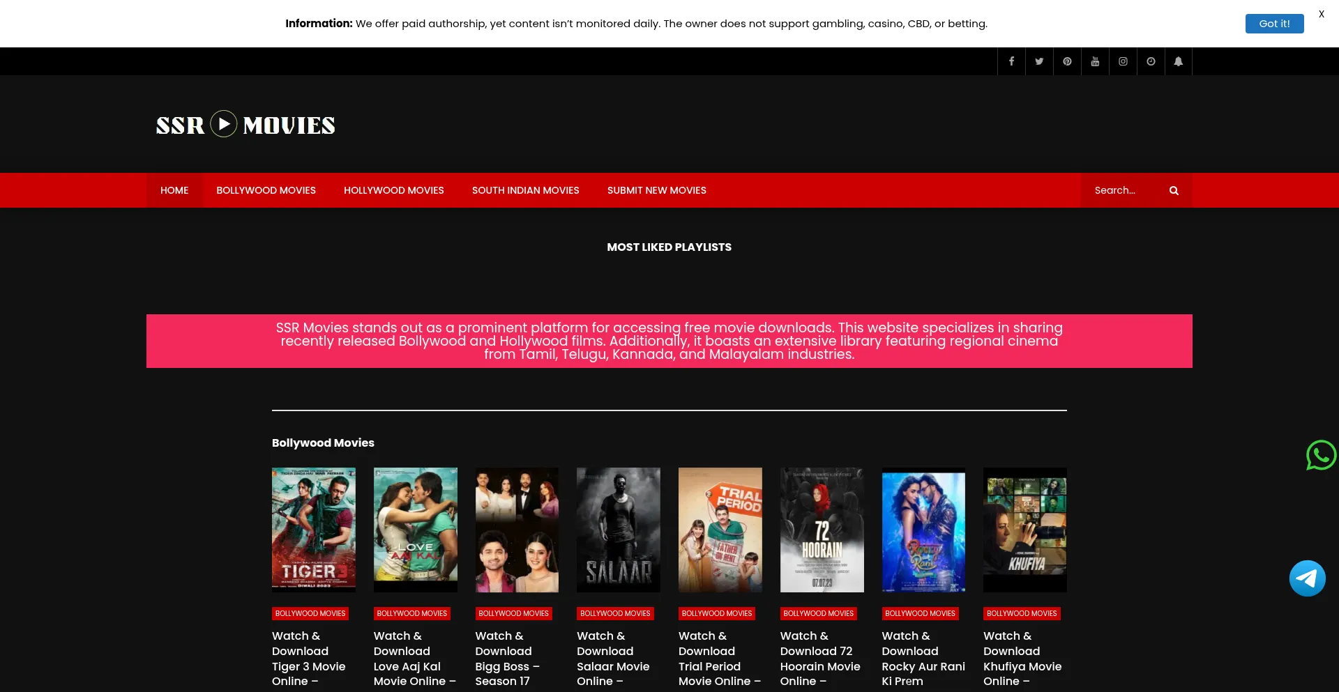 Ssrmovies.com.in Screenshot