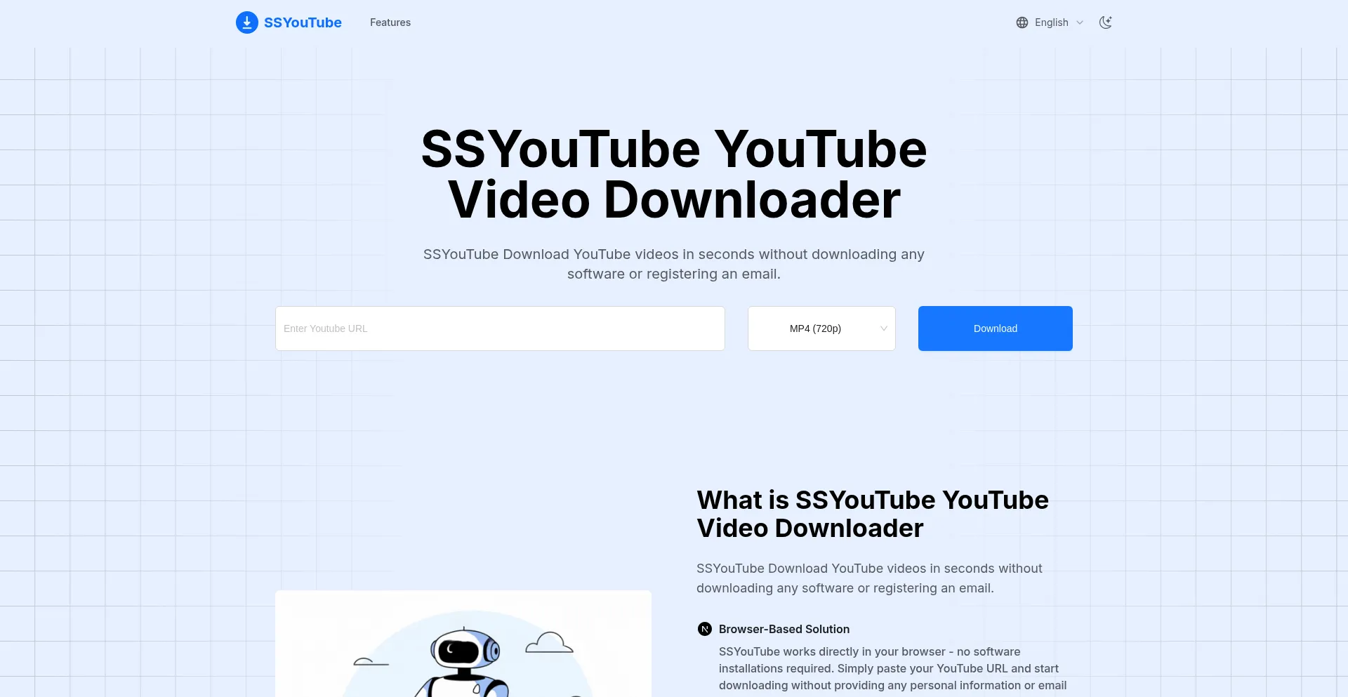 Website screenshot of Ssyoutube.watch