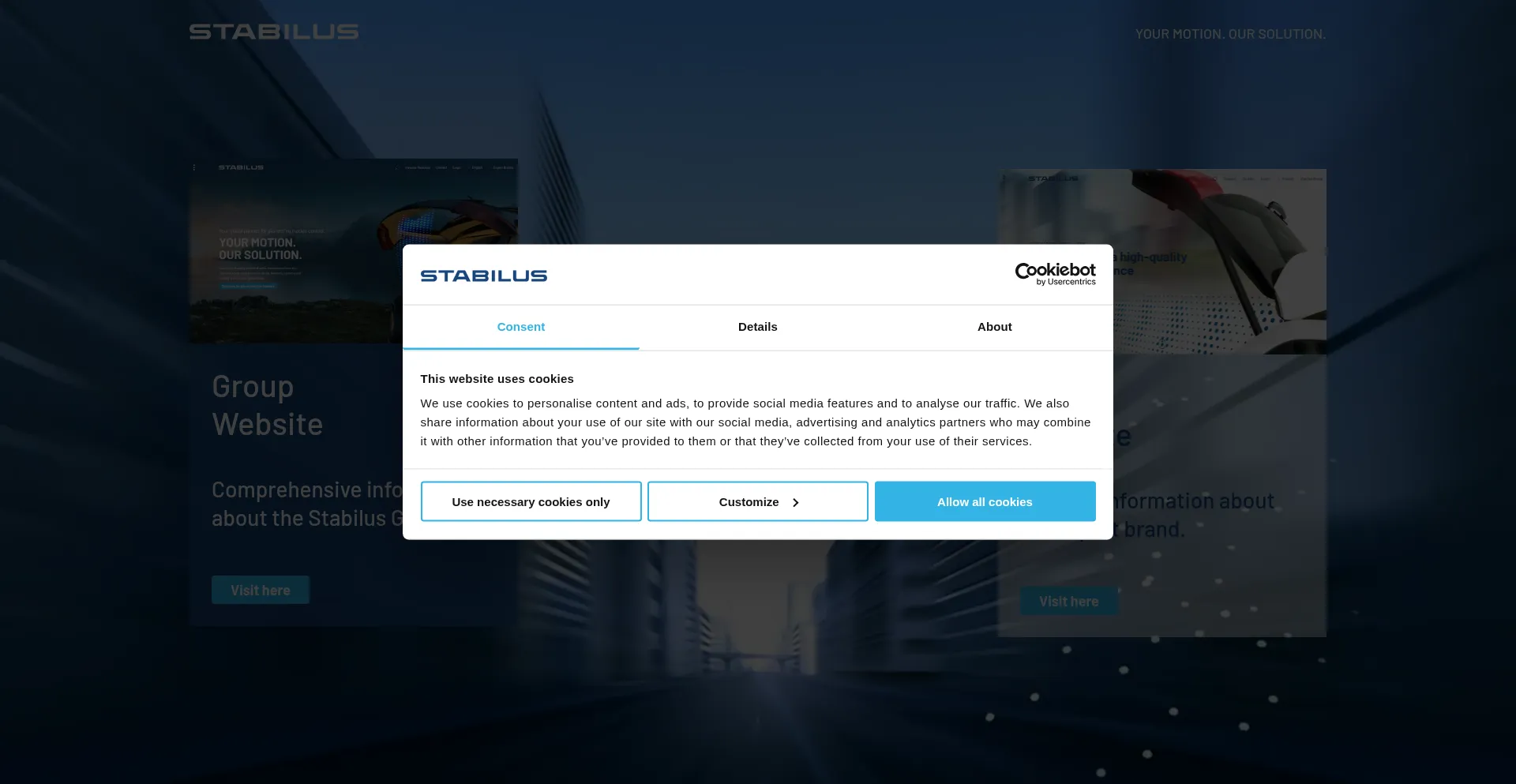 Website screenshot of Stabilus.com