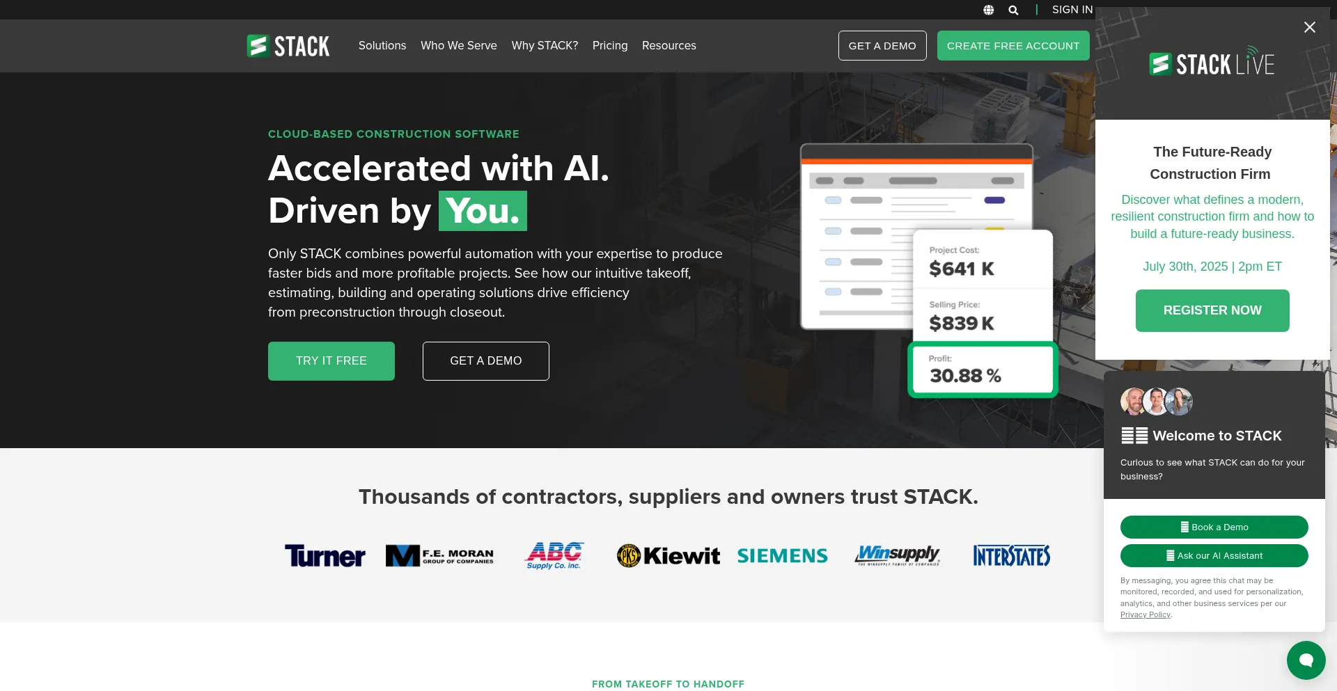 Website screenshot of Stackct.com
