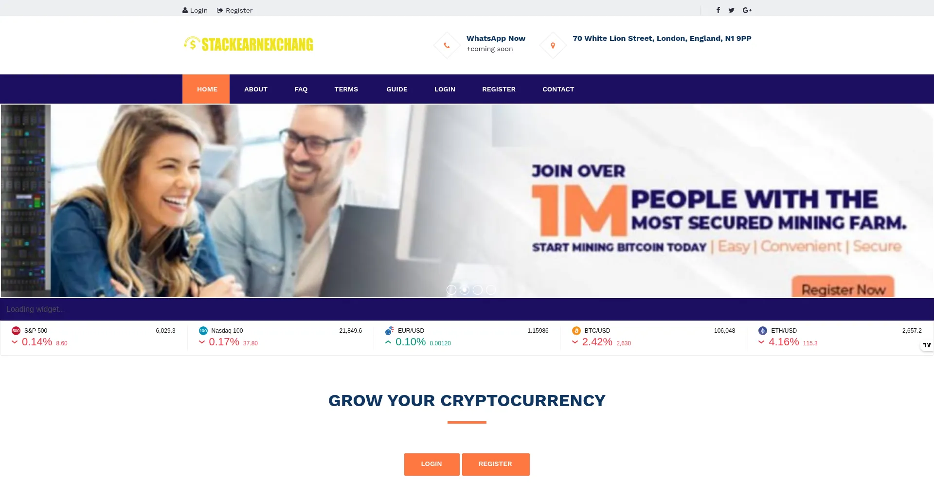 Website screenshot of Stackearnexchang.com