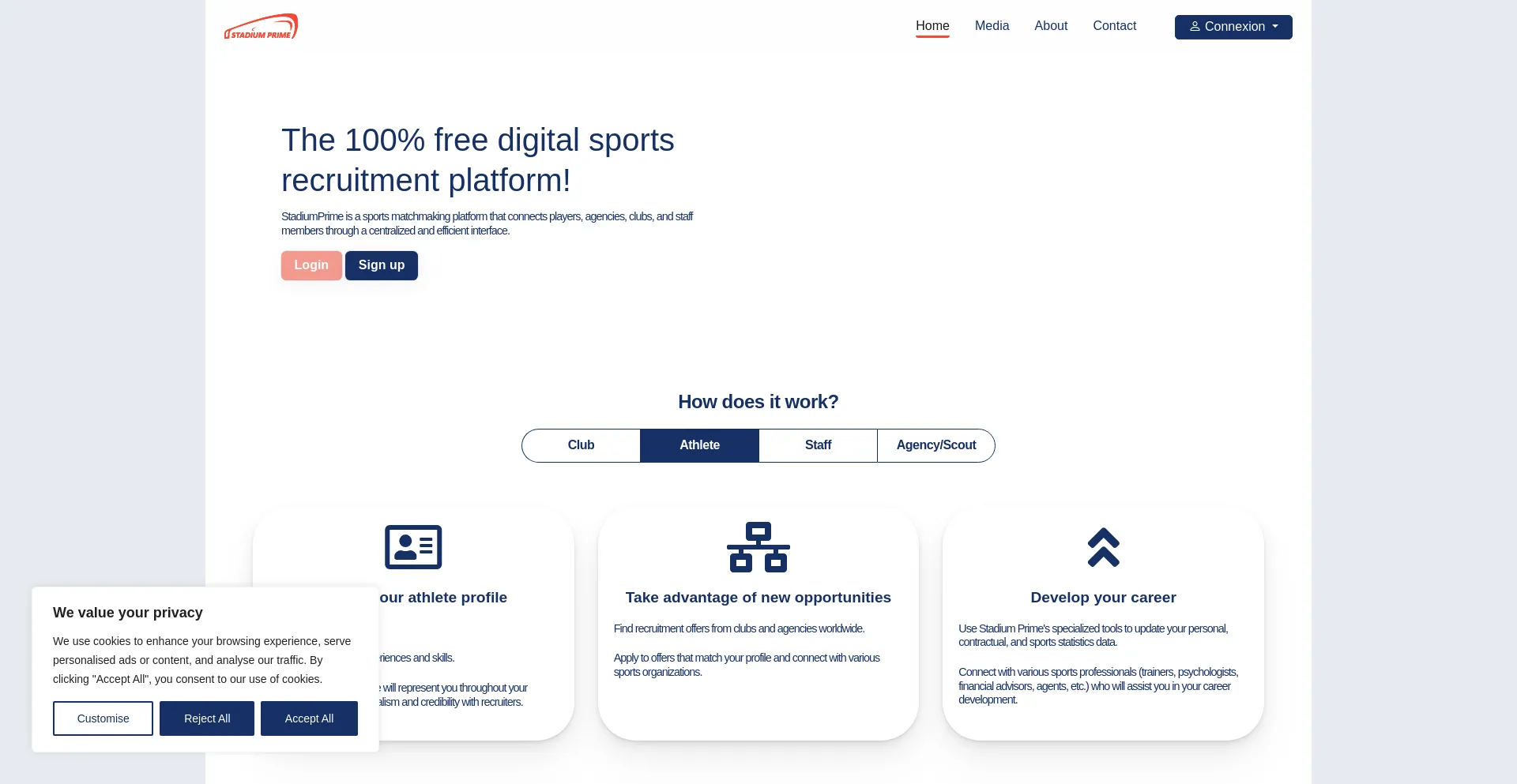 Website screenshot of Stadiumprime.com