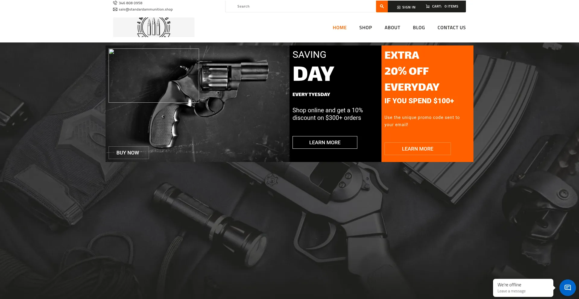 Website screenshot of Standardammunition.shop