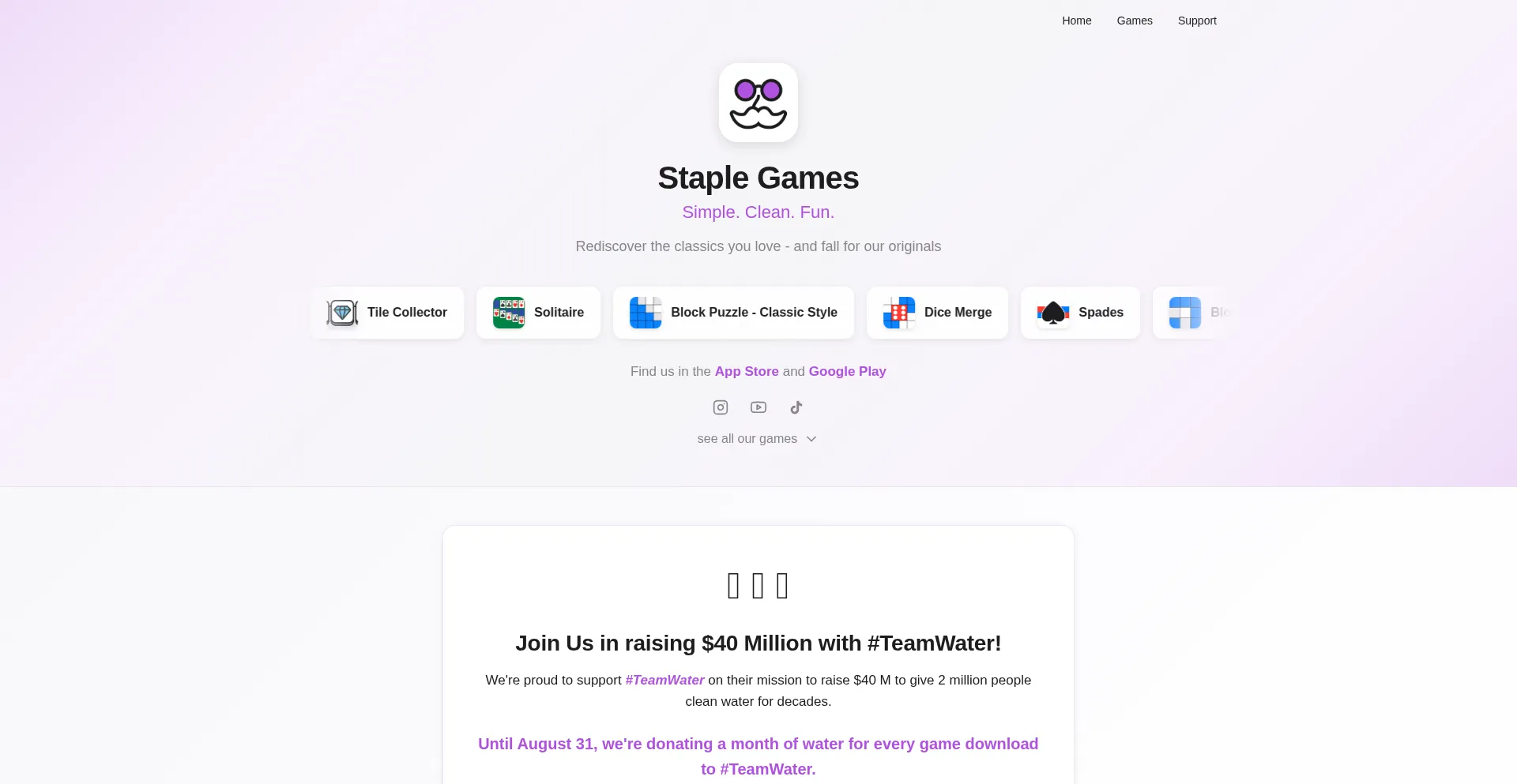 Website screenshot of Staplegames.com