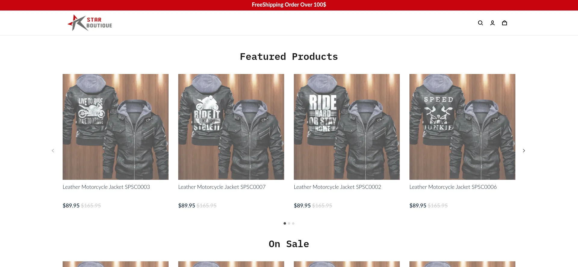 Website screenshot of Star-boutique.com