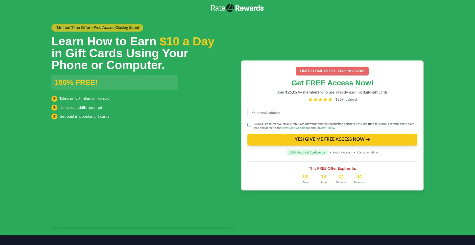 Website screenshot of Start.rate4rewards.com