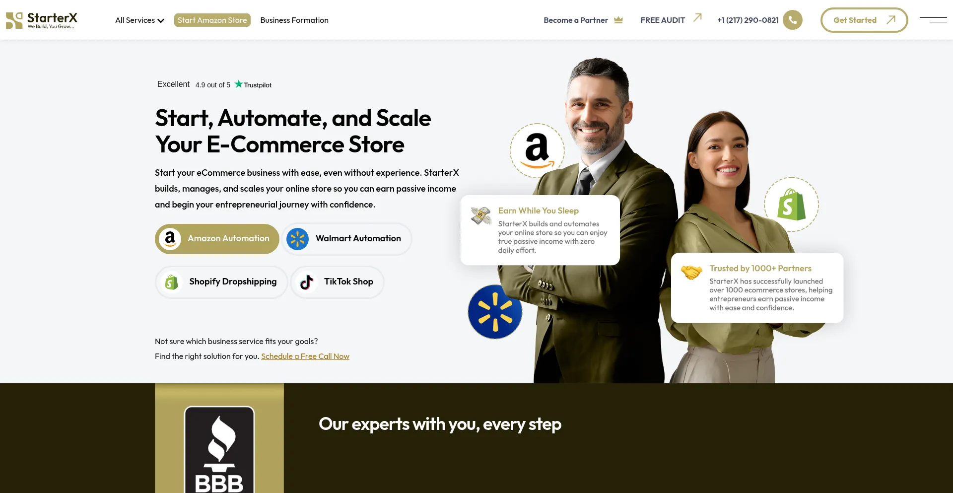 Website screenshot of Starterx.co