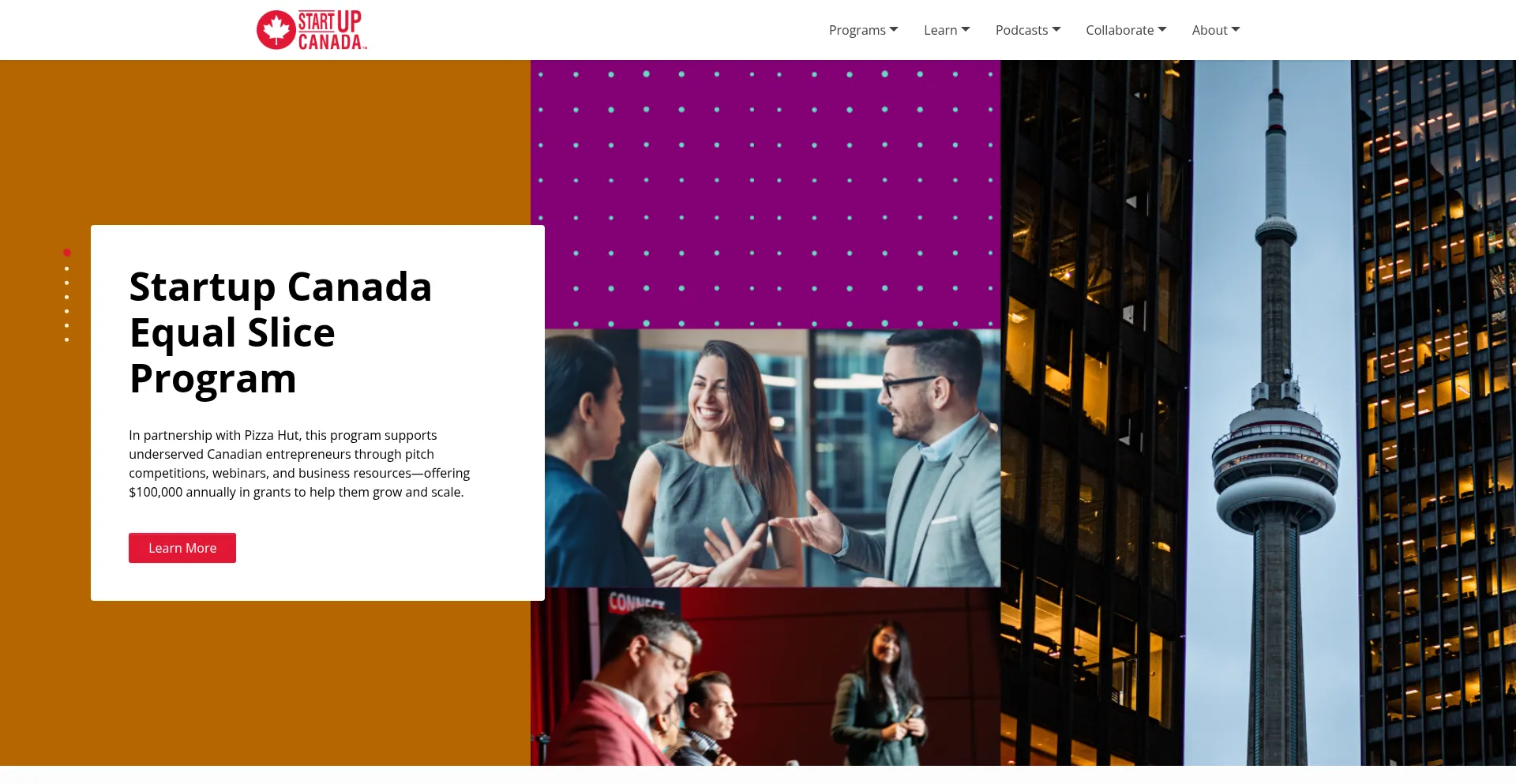Website screenshot of Startupcan.ca
