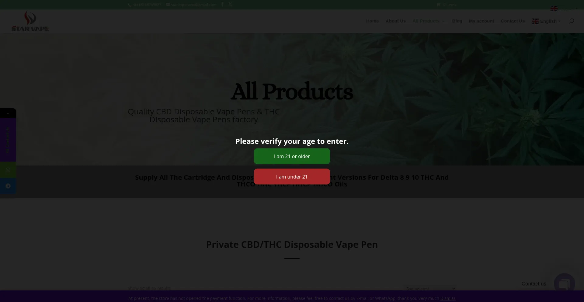 Website screenshot of Starvapecarts.com