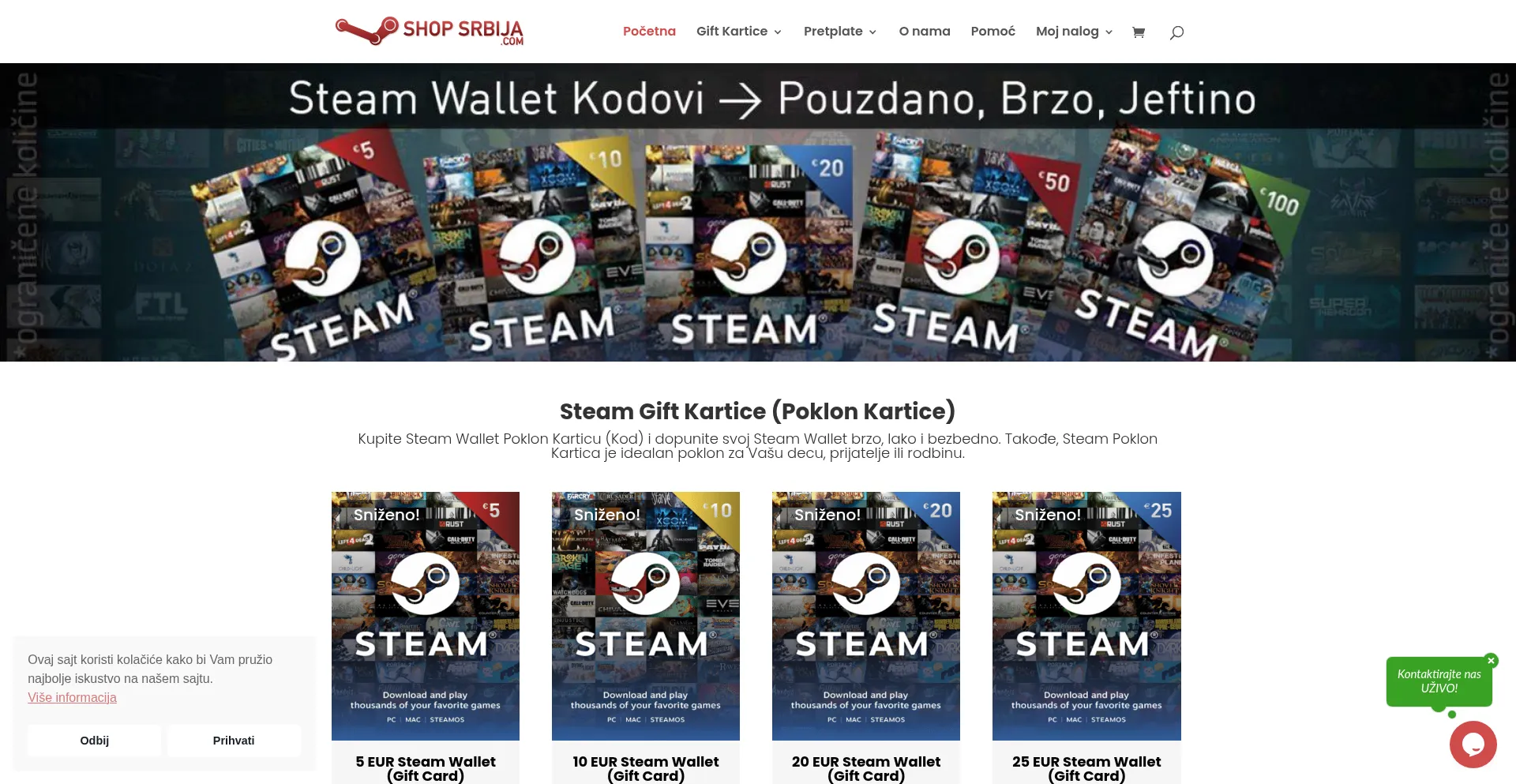 Website screenshot of Steamshopsrbija.com