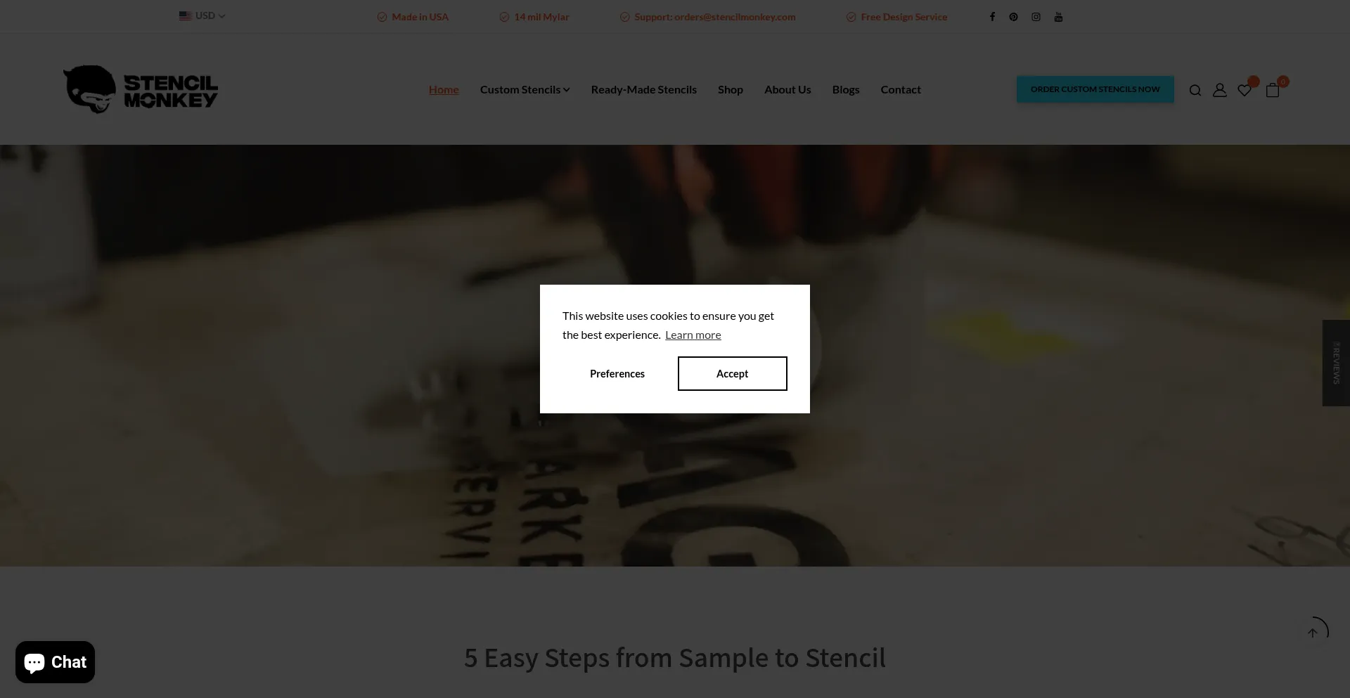 Website screenshot of Stencilmonkey.com