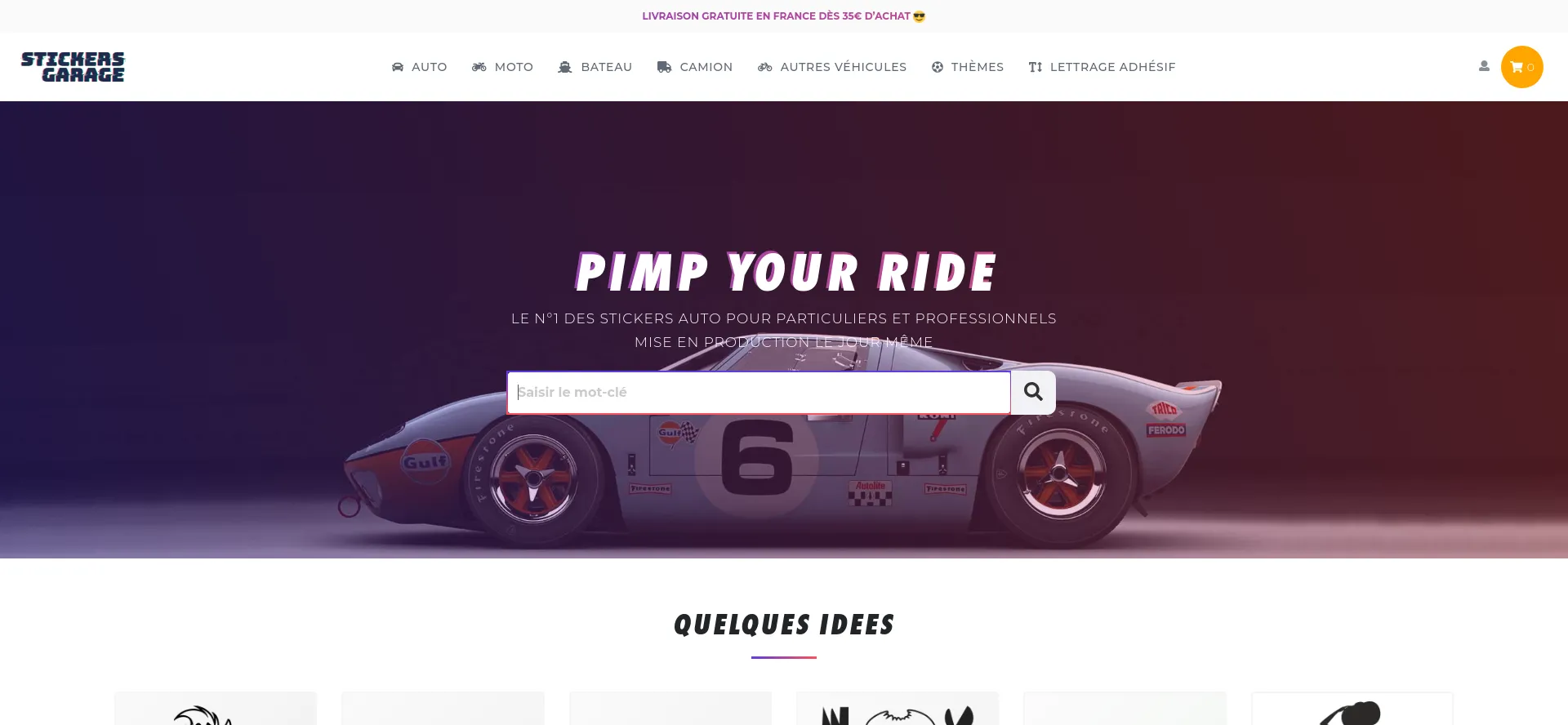 Website screenshot of Stickers-garage.com