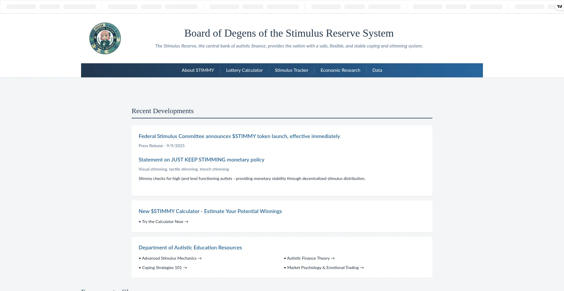 Website screenshot of Stimmy.gg