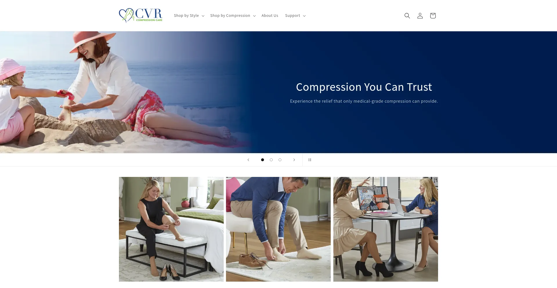 Website screenshot of Stockings.centerforvein.com